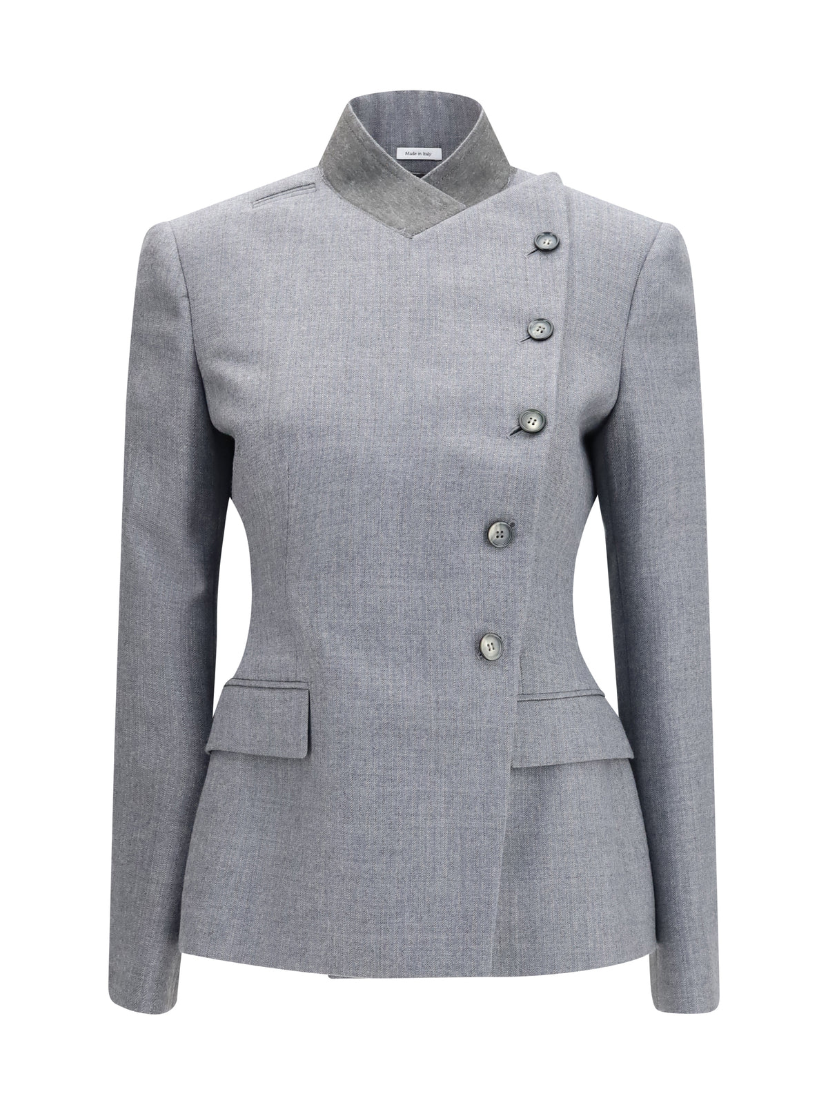 Alexander Mcqueen Women Pinstripe Wool Jacket With Crossed Lapels ALEXANDER MCQUEEN