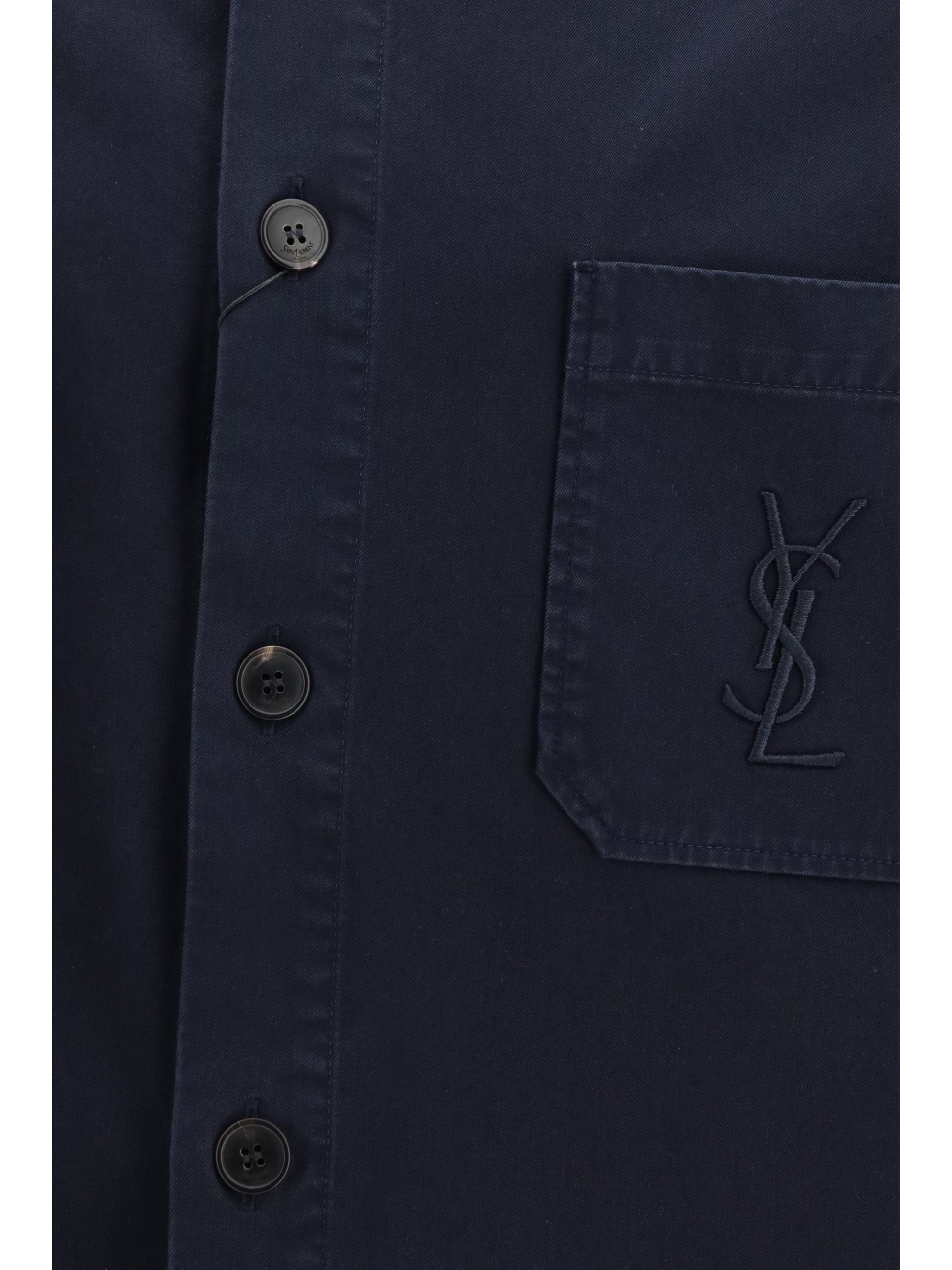 Saint Laurent Men Cassandre Overshirt In Gabardine With Logo SAINT LAURENT