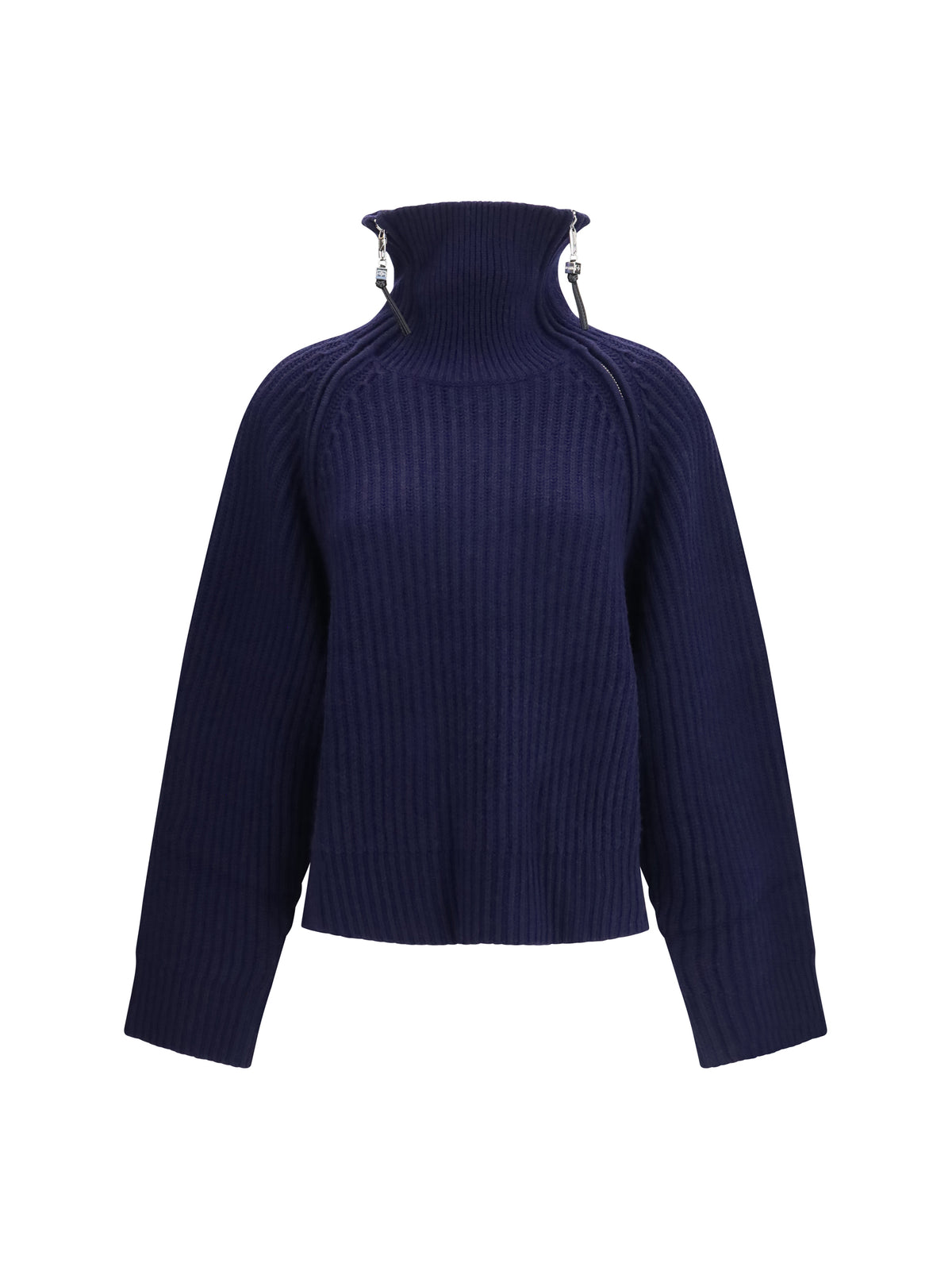 Ganni Women Wool Zip-Neck Sweater GANNI