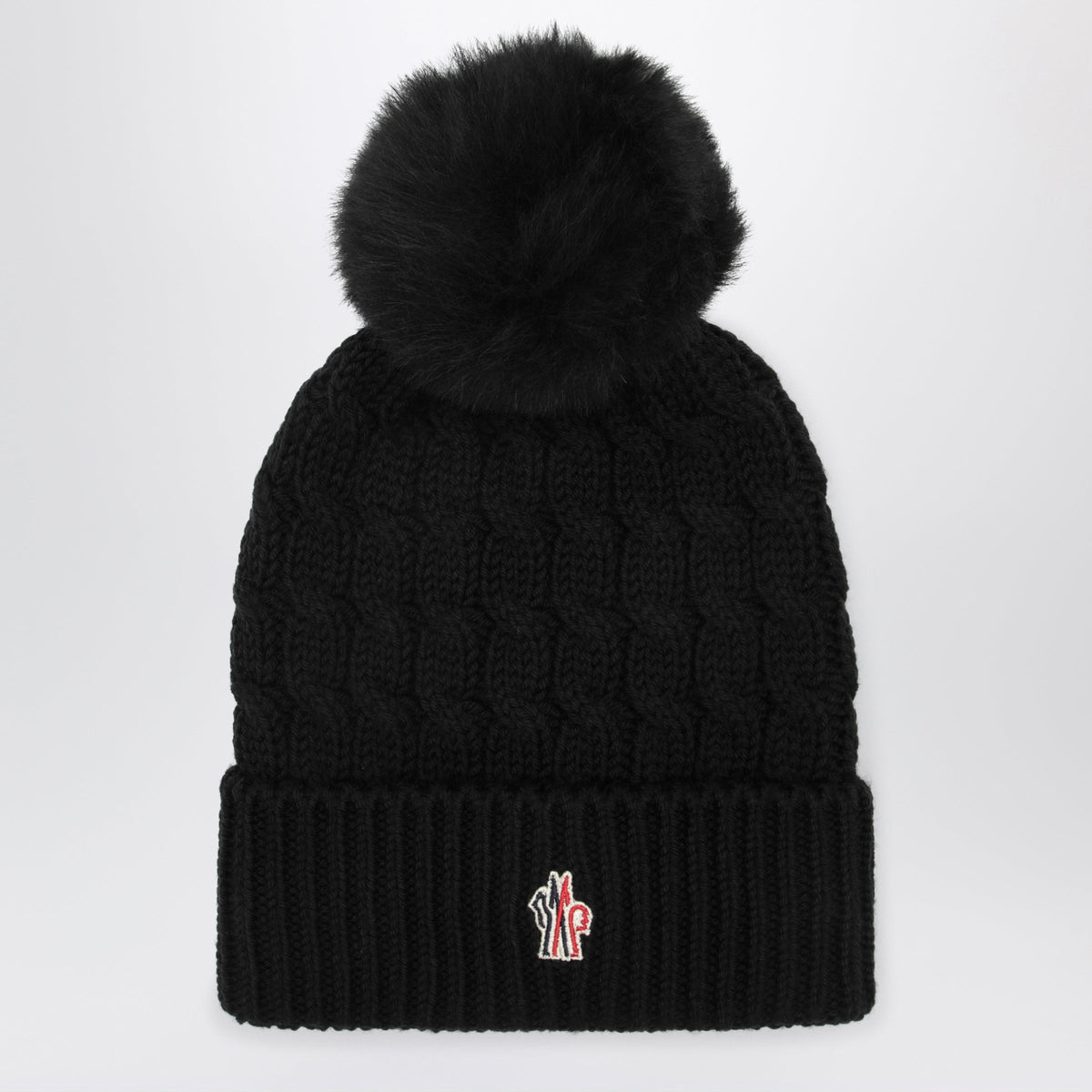 Moncler Grenoble Black Wool Beanie With Pompom Women MONCLER GRENOBLE