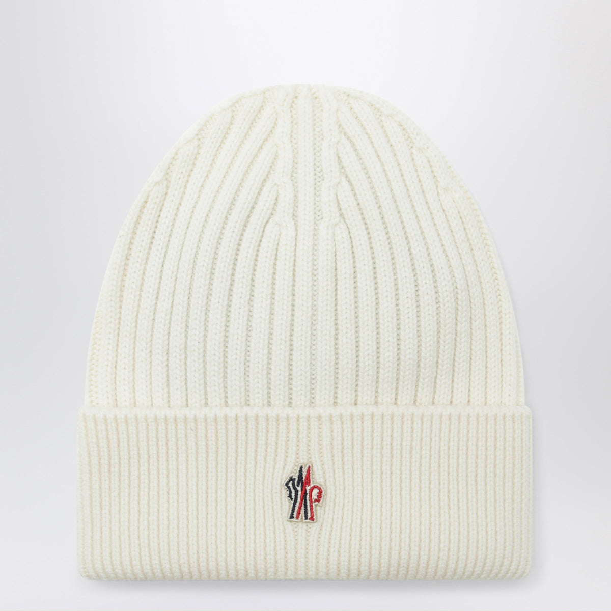 Moncler Grenoble Ivory White Wool Beanie Men MONCLER GRENOBLE