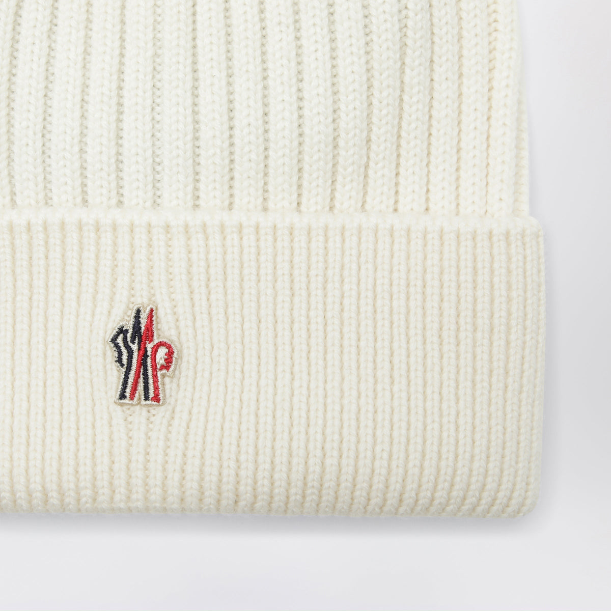 Moncler Grenoble Ivory White Wool Beanie Men MONCLER GRENOBLE