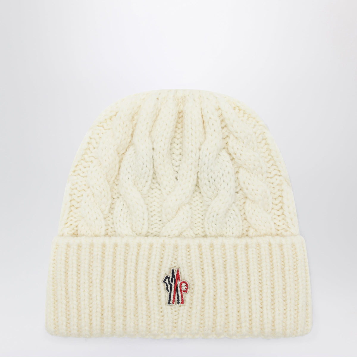 Moncler Grenoble Ivory White Beanie In Wool Blend Women MONCLER GRENOBLE