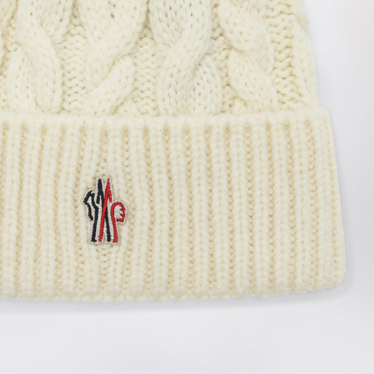 Moncler Grenoble Ivory White Beanie In Wool Blend Women MONCLER GRENOBLE