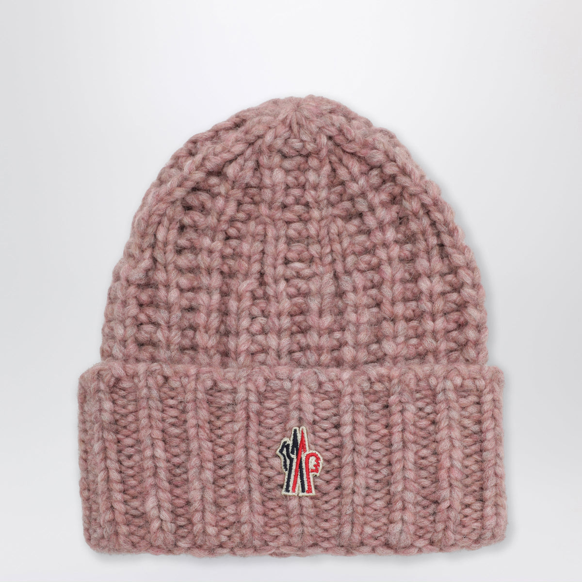 Moncler Grenoble Cherry Pink Ribbed Beanie In Alpaca Blend Women MONCLER GRENOBLE