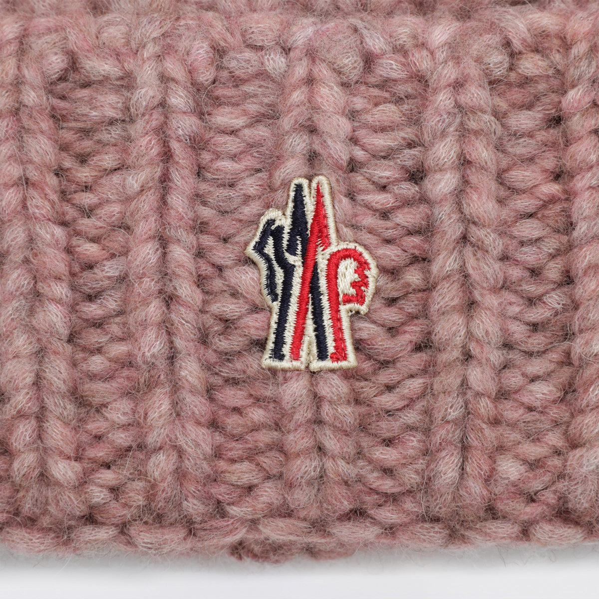 Moncler Grenoble Cherry Pink Ribbed Beanie In Alpaca Blend Women MONCLER GRENOBLE