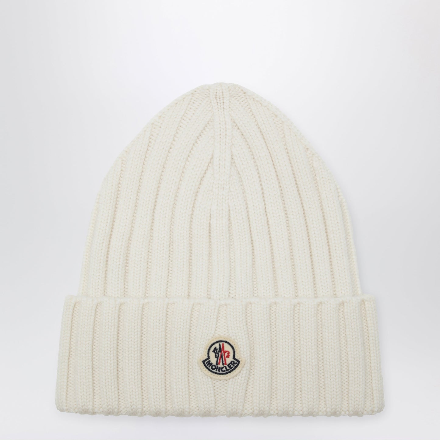 Moncler White Cable-Knit Wool Beanie With Logo Women MONCLER