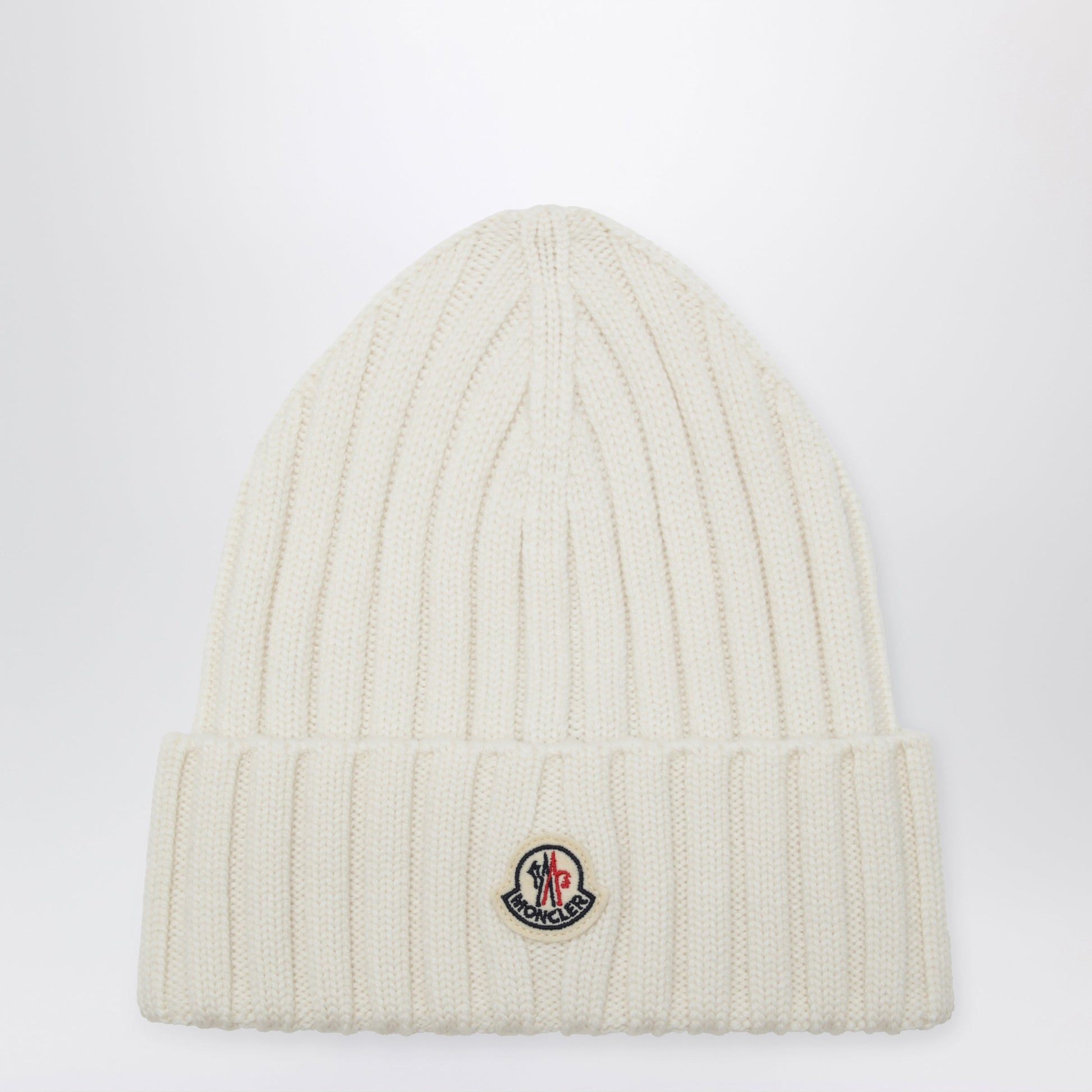 Moncler White Cable-Knit Wool Beanie With Logo Women MONCLER