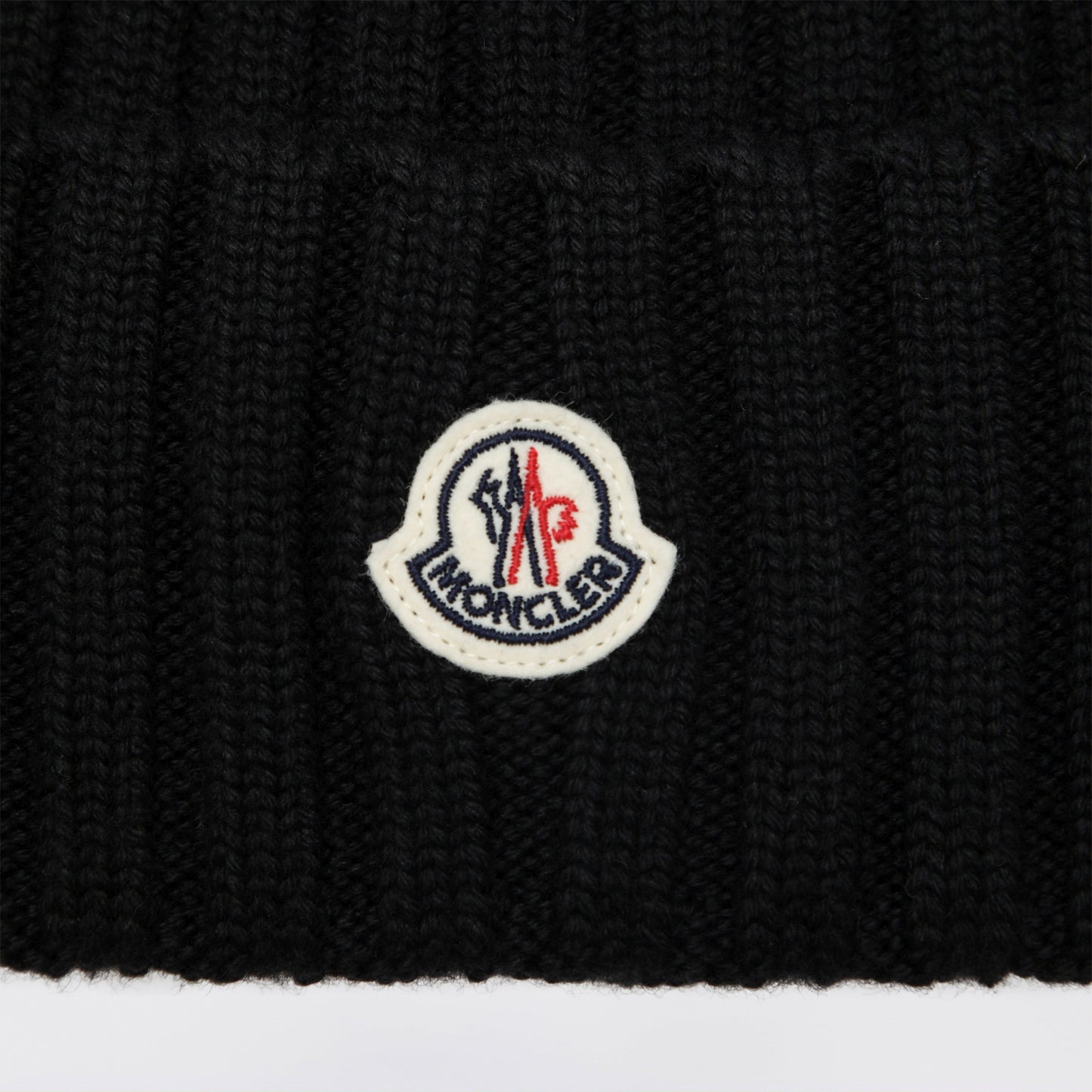 Moncler Black Cable-Knit Wool Beanie With Logo Women MONCLER