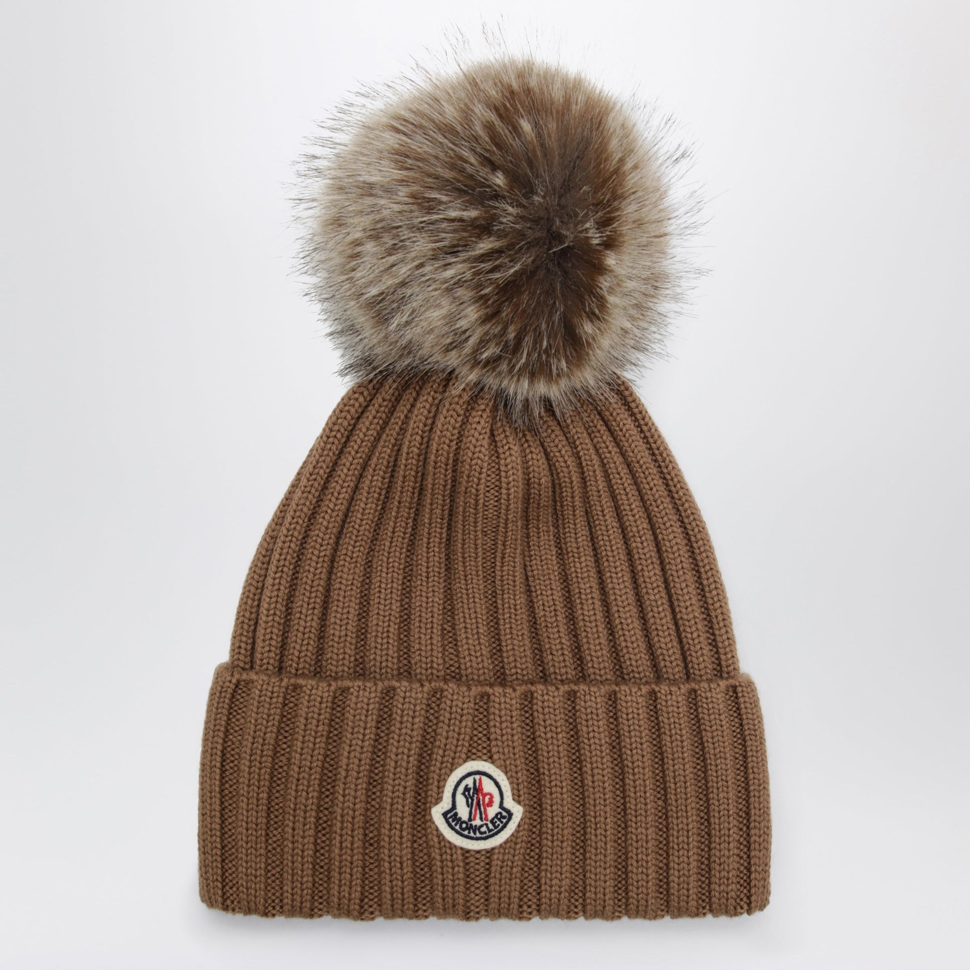 Moncler Beige Wool Beanie With Pom-Pom Women MONCLER