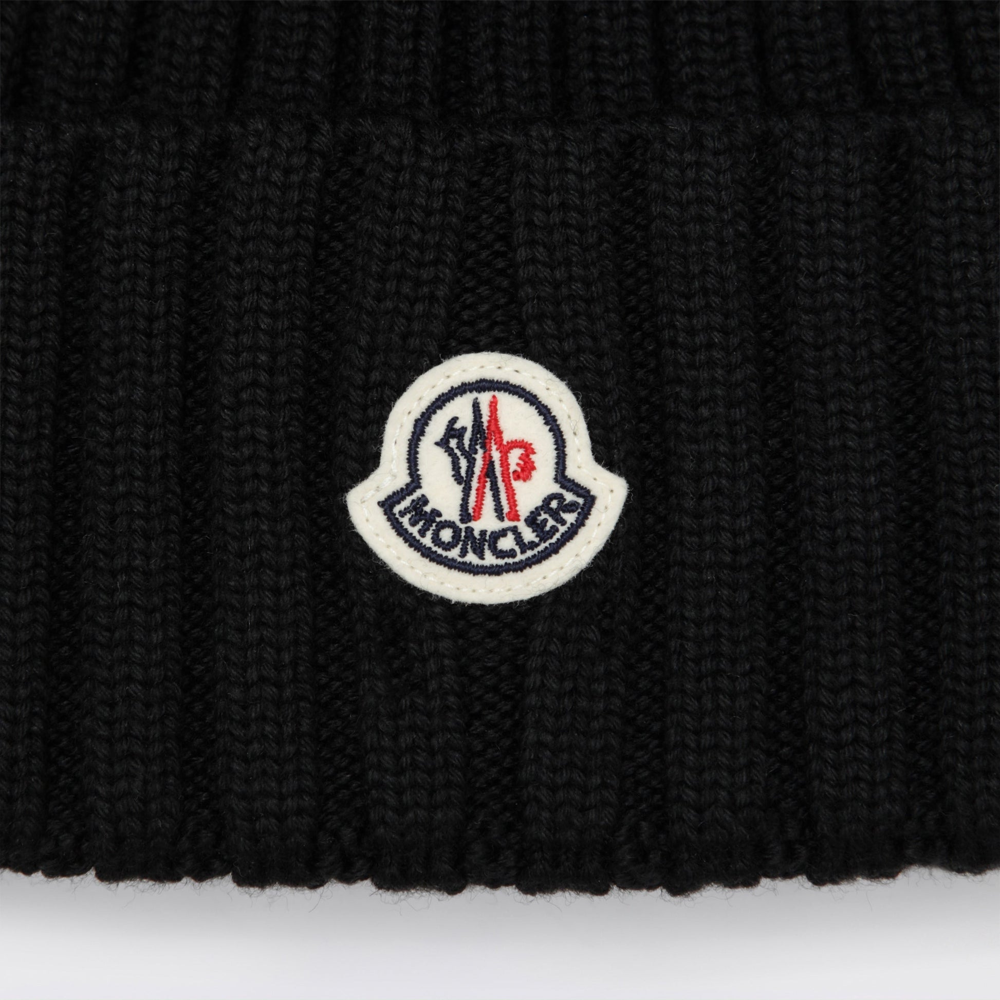 Moncler Black Wool Beanie With Pom-Pom Women MONCLER