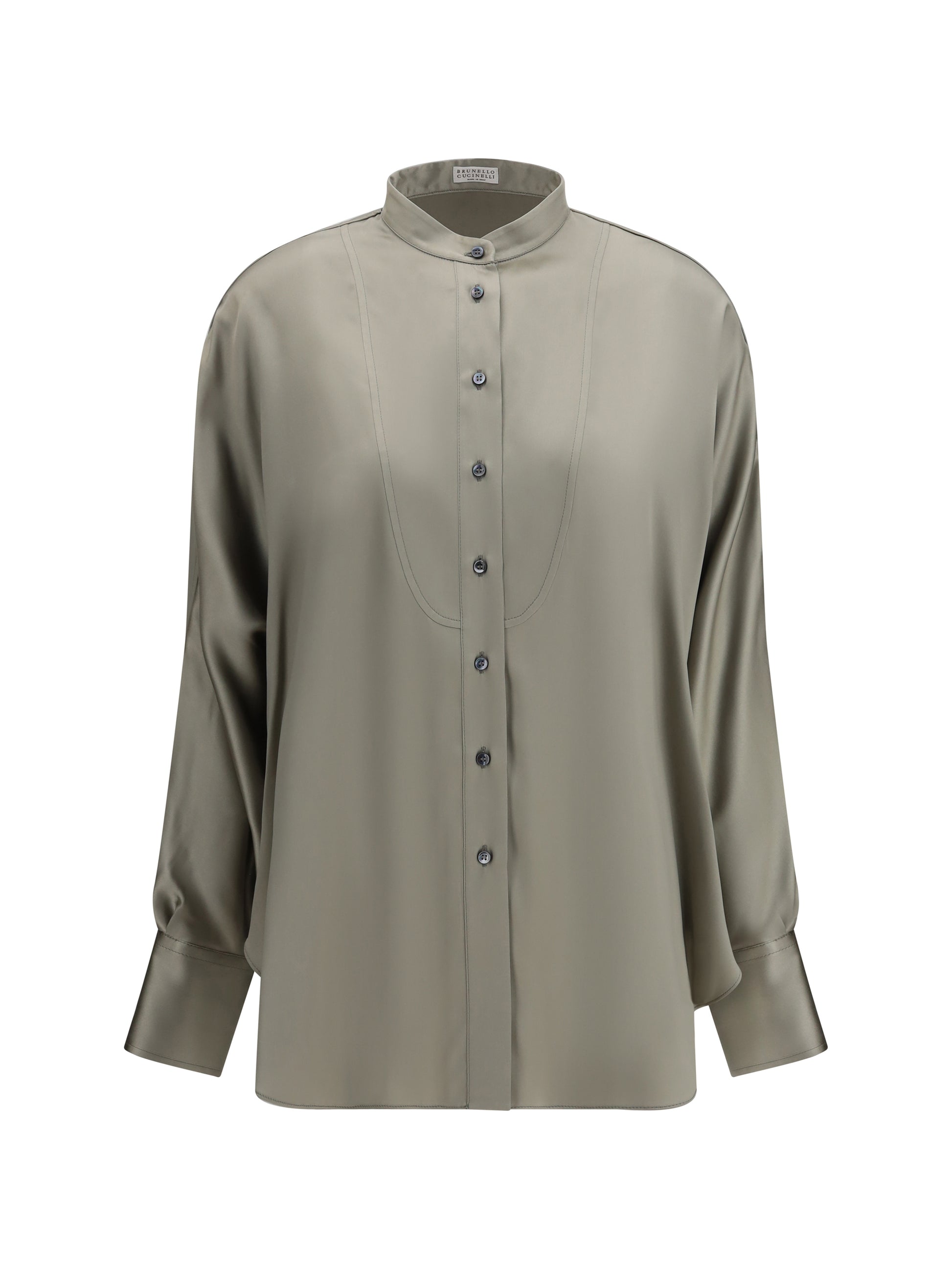 Brunello Cucinelli Women Silk Shirt With Monili Details BRUNELLO CUCINELLI