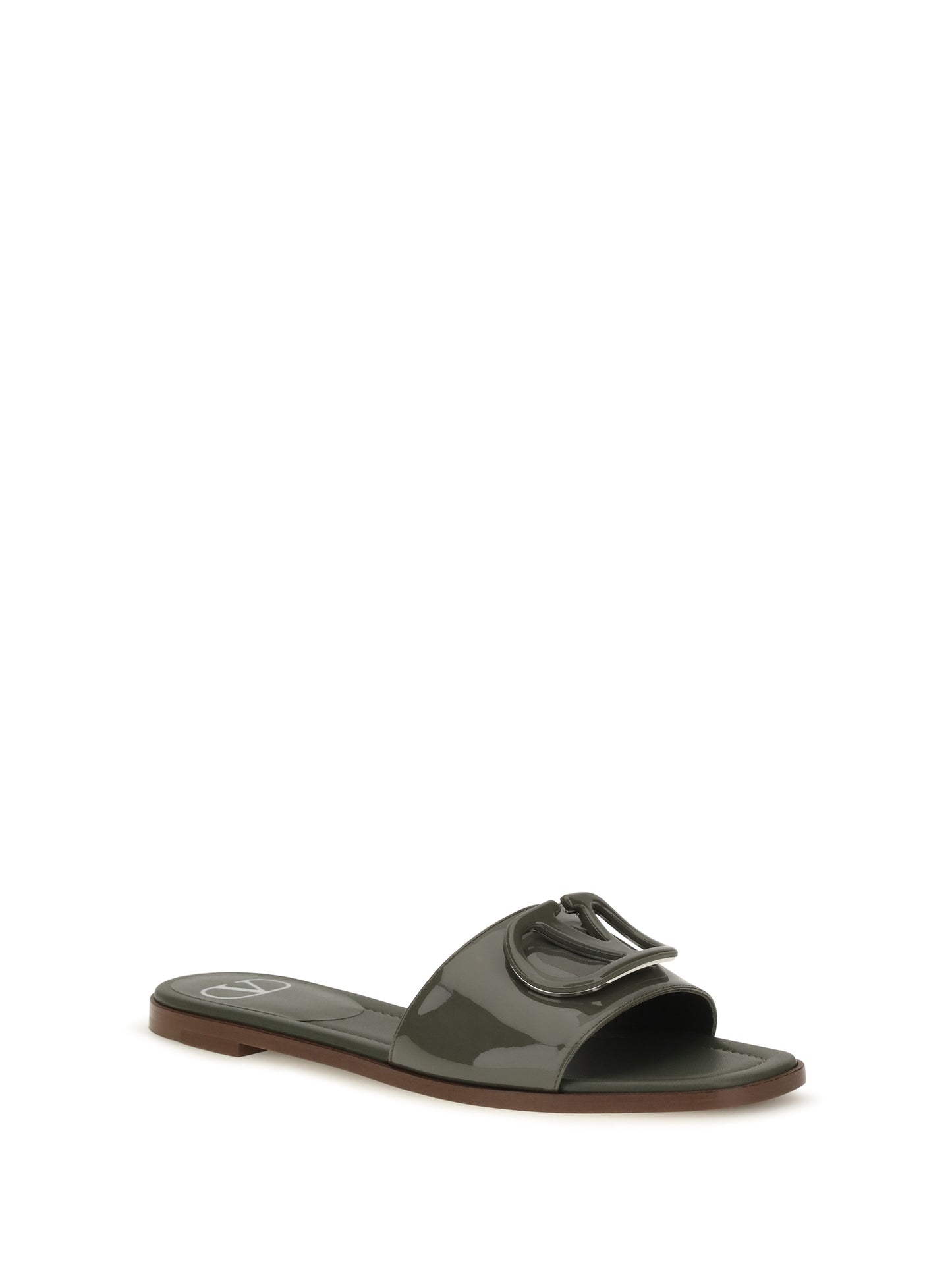 Valentino Garavani Women Vlogo Patent Leather Slide Sandals VALENTINO GARAVANI