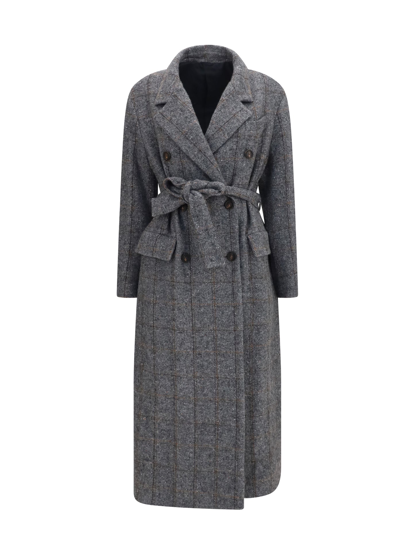 Brunello Cucinelli Women Long Alpaca-Blend Coat With Belt BRUNELLO CUCINELLI