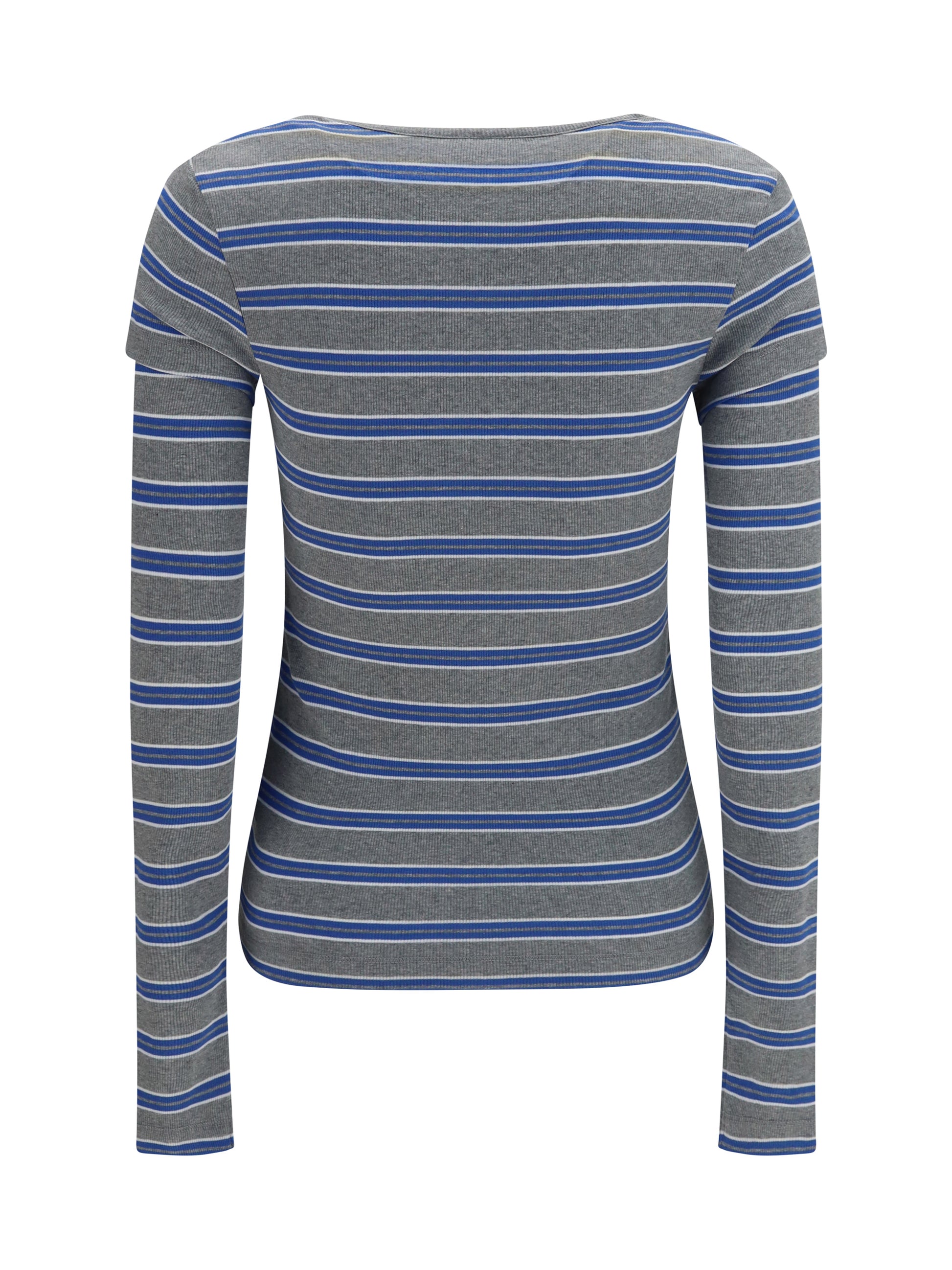 Ganni Women Ribbed V-Neck Long-Sleeve T-Shirt GANNI