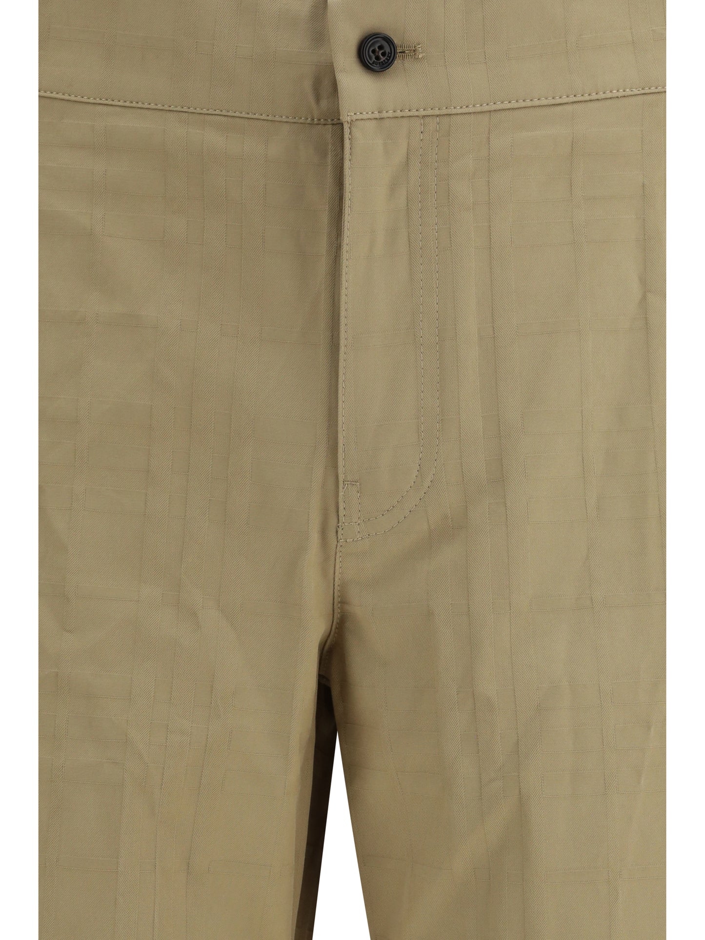 Burberry Men Textured Check Cotton Pants BURBERRY