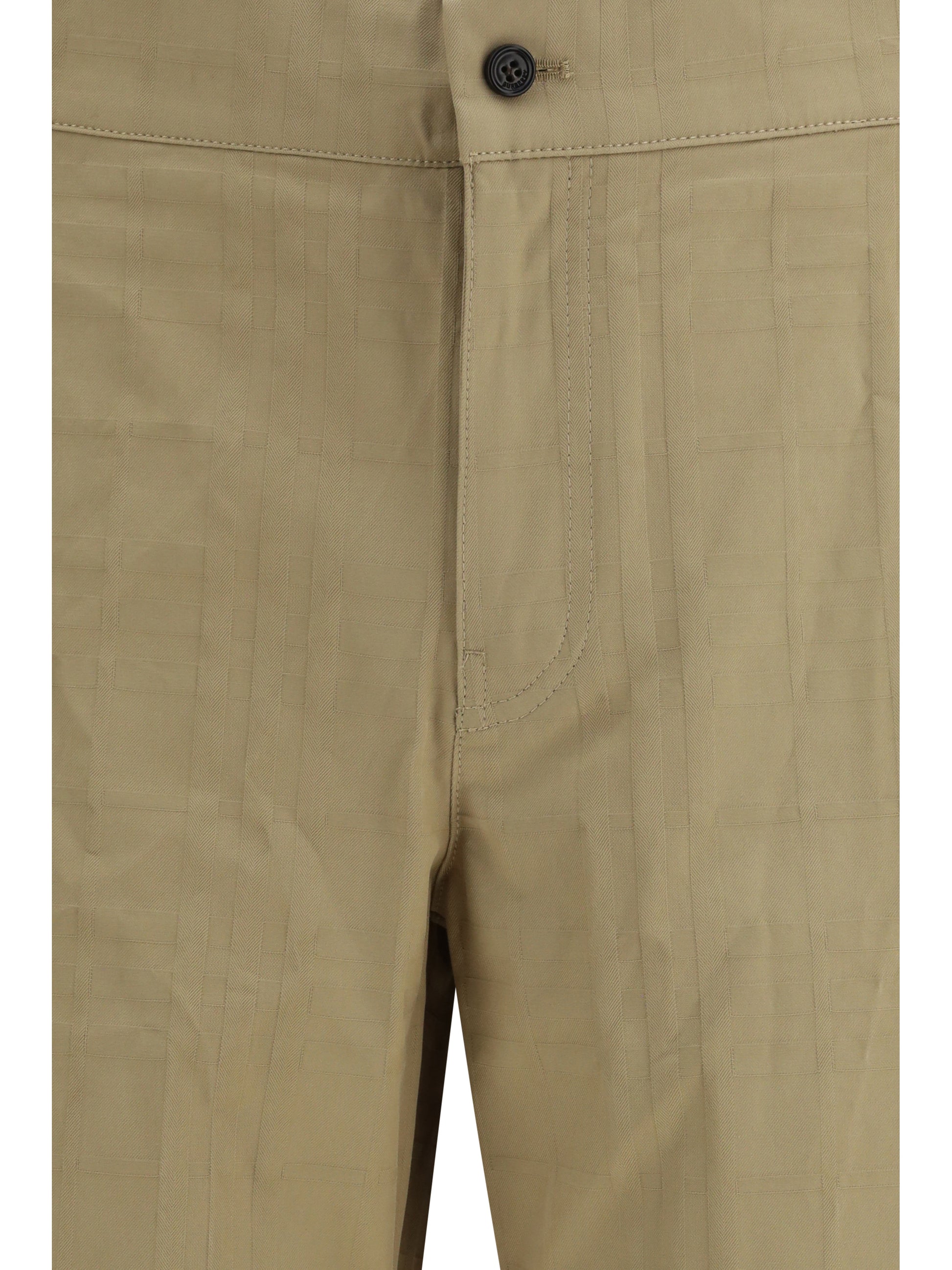 Burberry Men Textured Check Cotton Pants BURBERRY