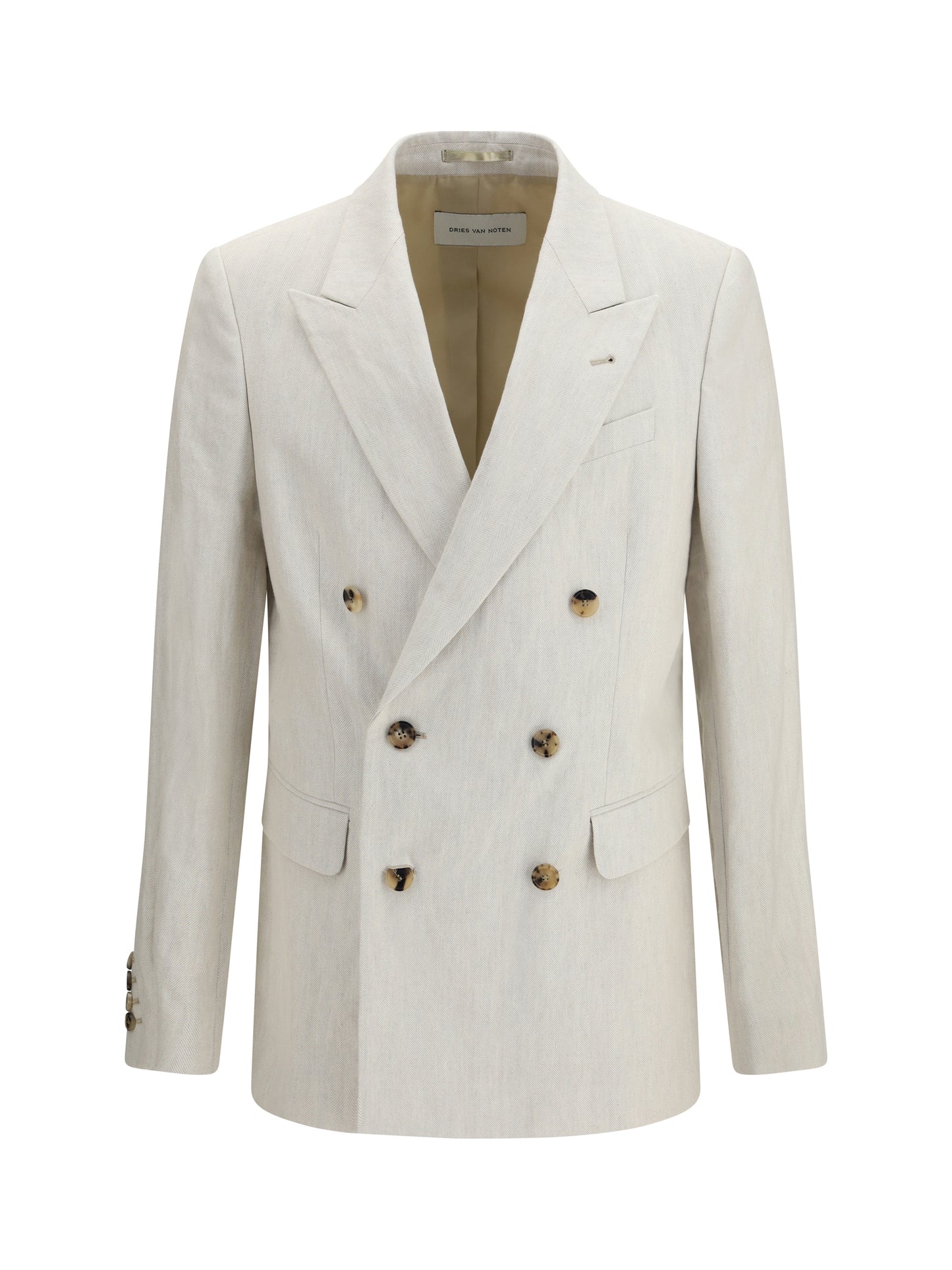 Dries Van Noten Men Barry Blazer In A Cotton And Linen Herringbone Blend DRIES VAN NOTEN