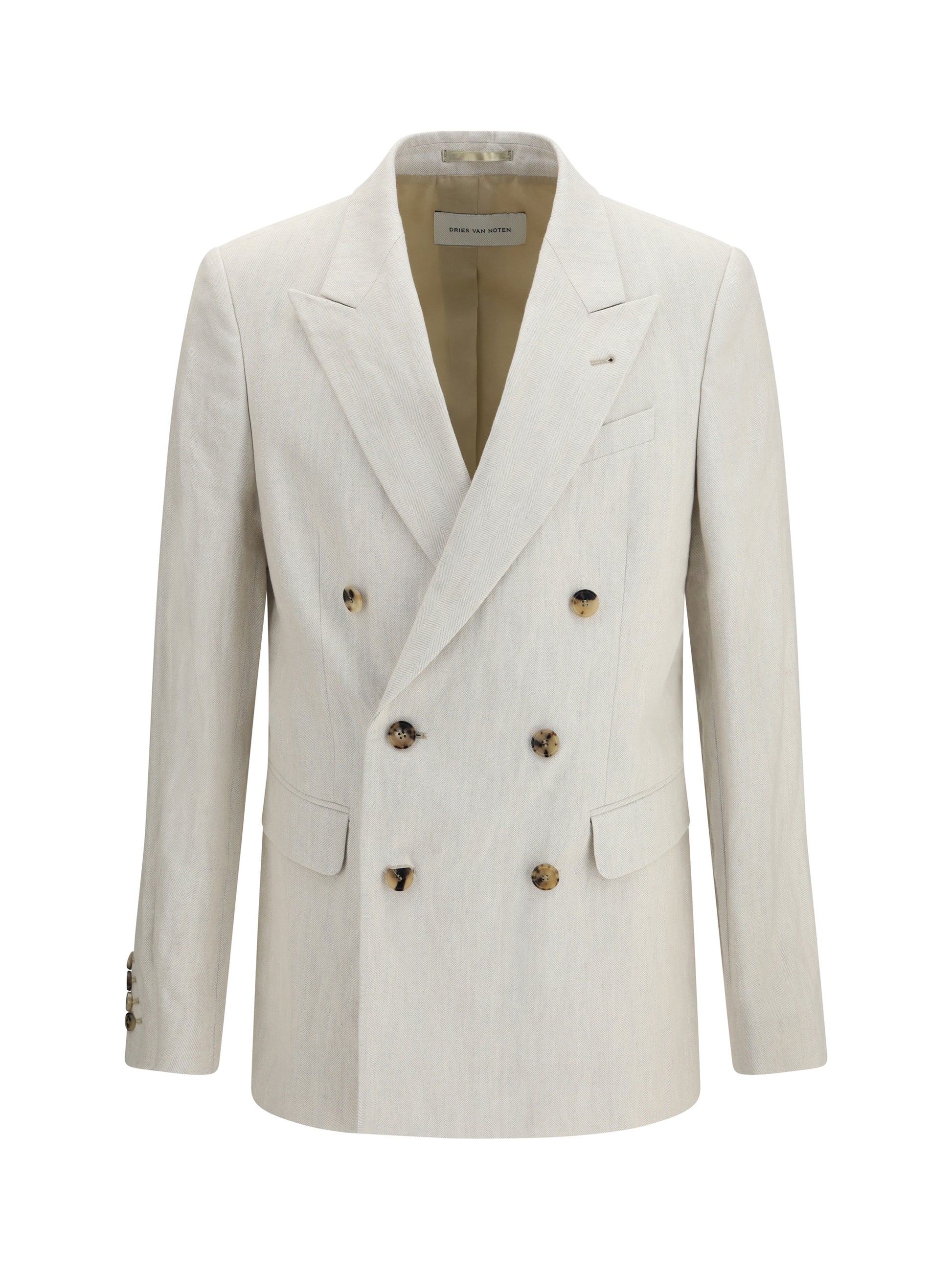 Dries Van Noten Men Barry Blazer In A Cotton And Linen Herringbone Blend DRIES VAN NOTEN