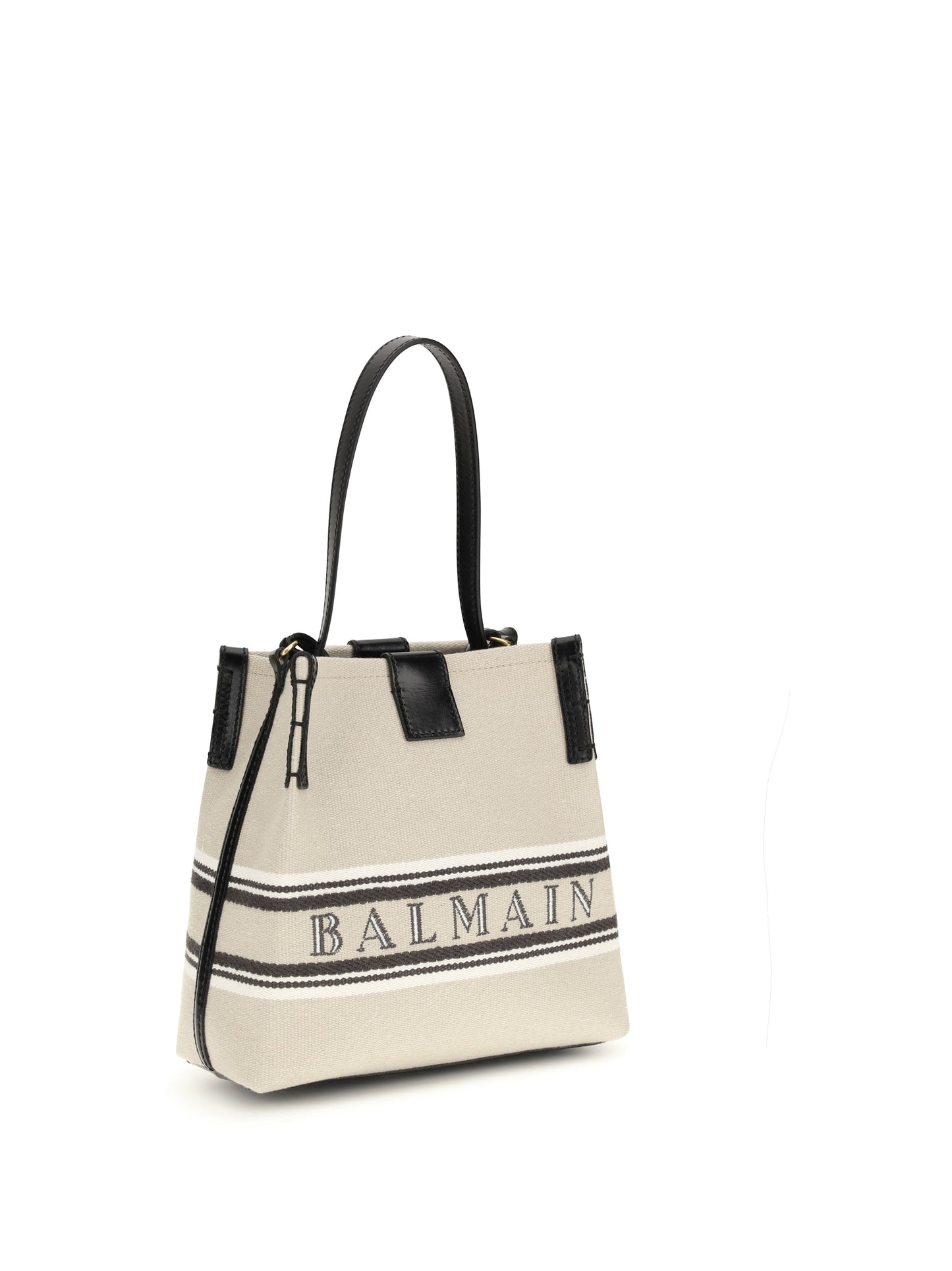 Balmain Women Release Bucket Bag In Canvas And Leather BALMAIN