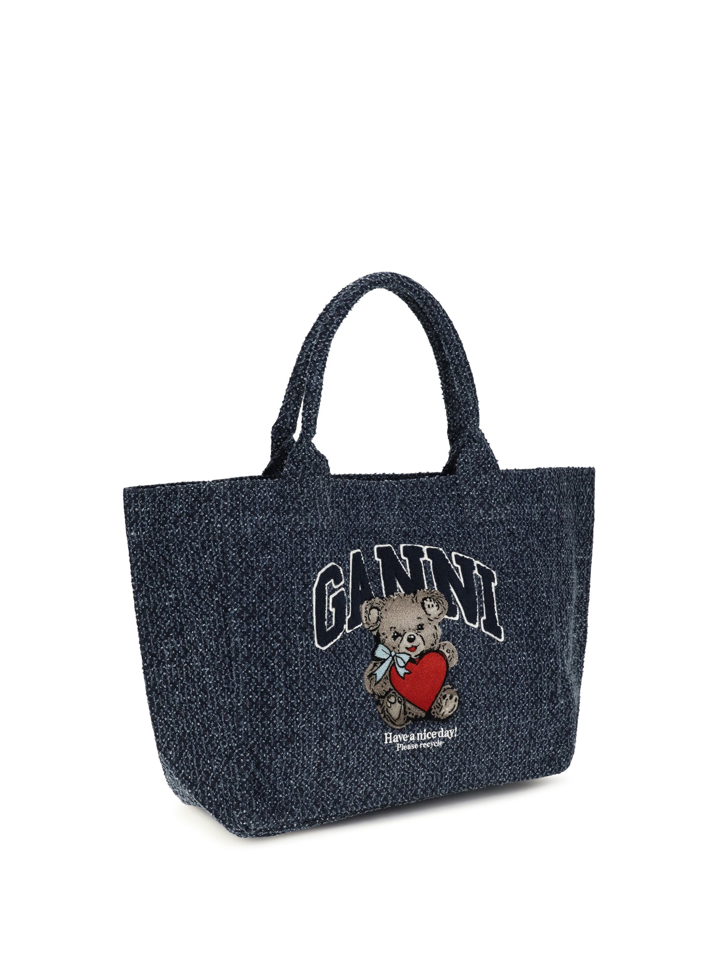 Ganni Women Medium Denim Tote Bag With Bear GANNI