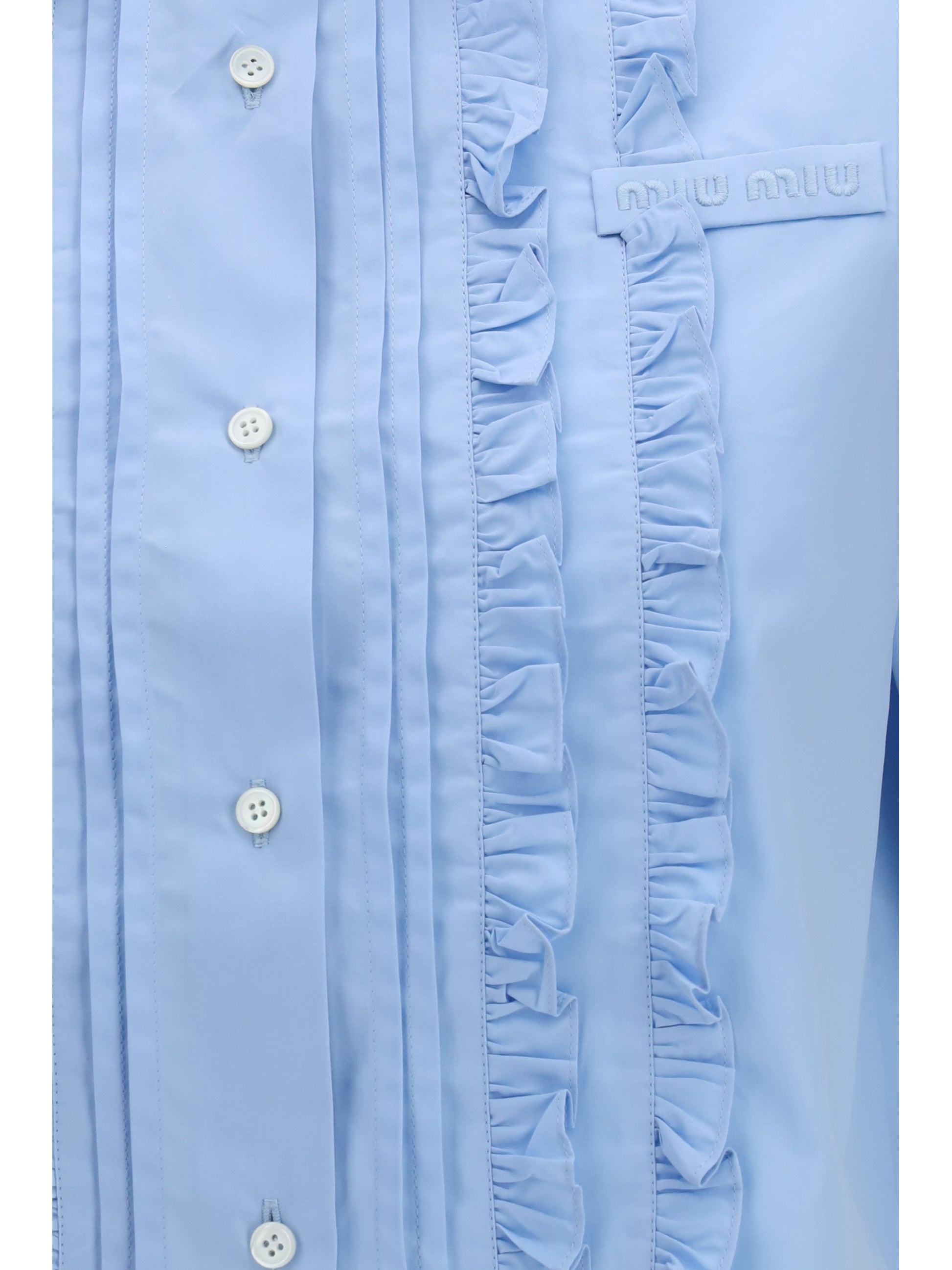 Miu Miu Women Poplin Shirt With Ruffle Details MIU MIU