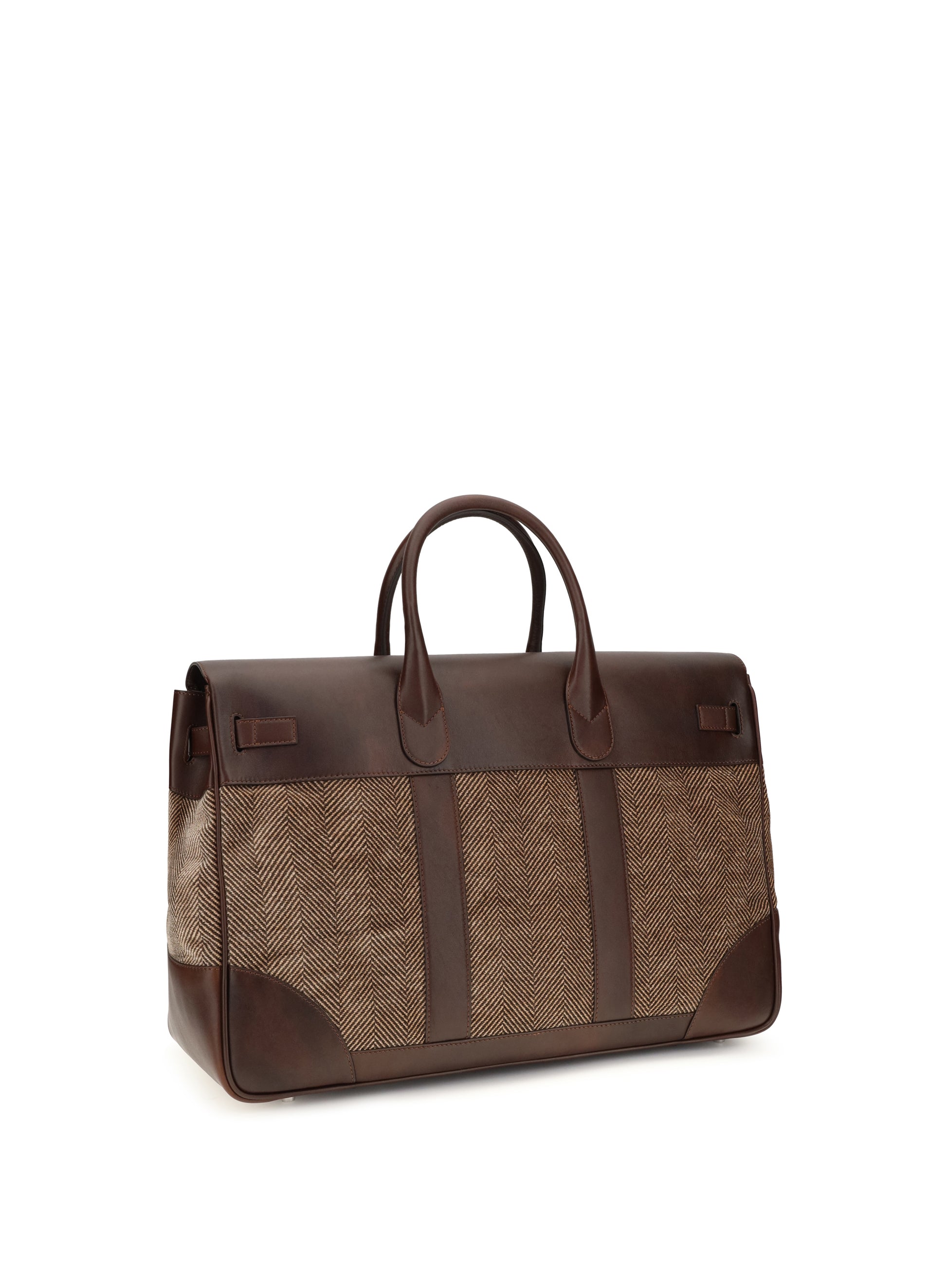 Brunello Cucinelli Men Travel Bag In Leather And Fabric BRUNELLO CUCINELLI