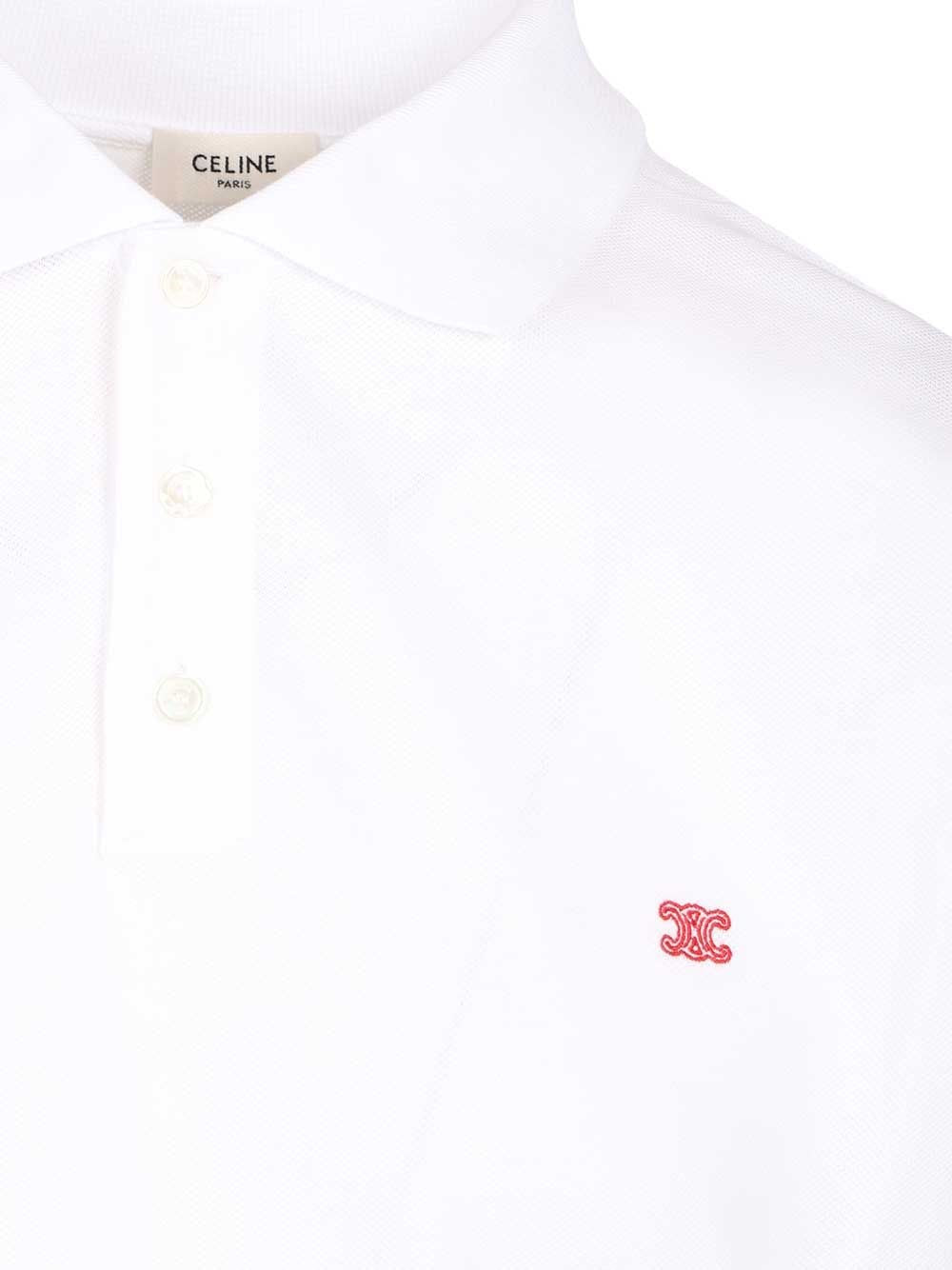 Celine Men White Cotton Polo Shirt CELINE