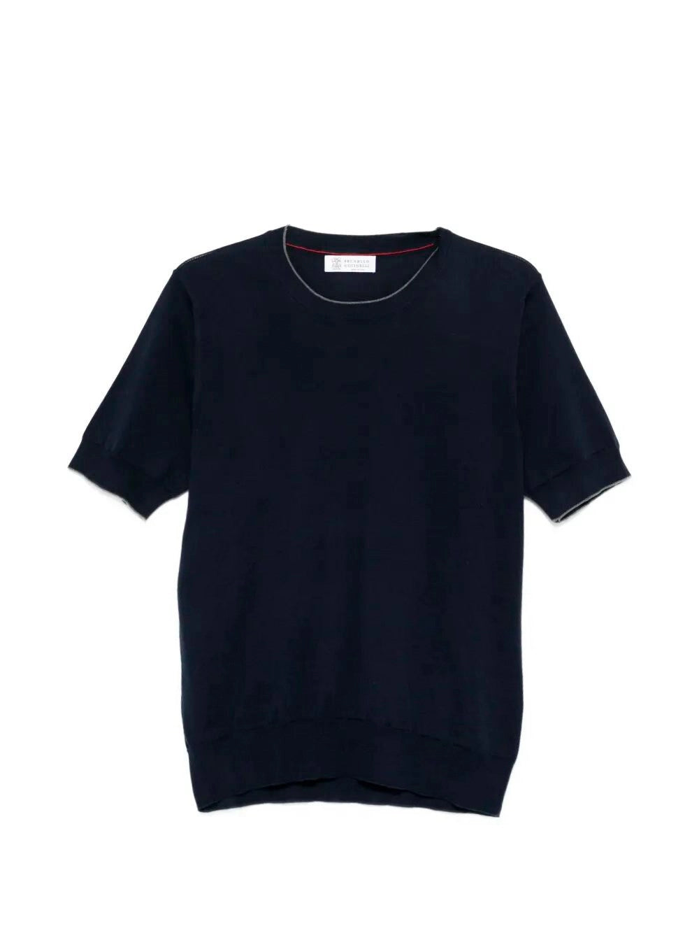 Brunello Cucinelli Men Cotton Lightweight Knit T-Shirt With Contrast Details BRUNELLO CUCINELLI
