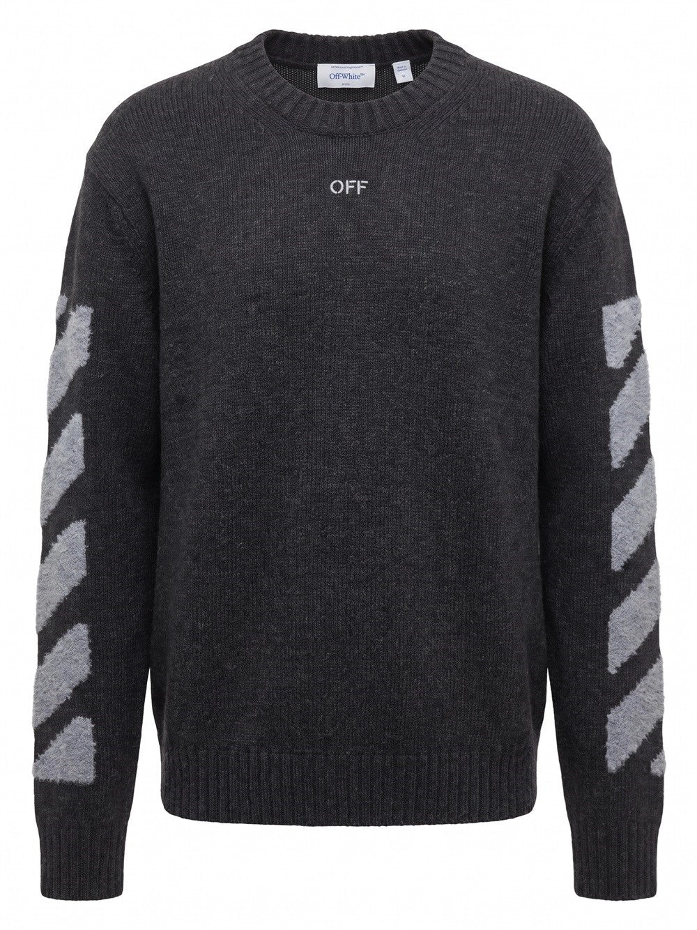 Off White Men `Diag Fuzzy` Crew Neck Sweater OFF-WHITE