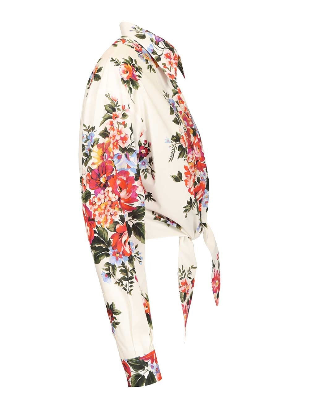 Dolce & Gabbana Women Cotton Shirt With A Bouquet Of Flowers Print DOLCE & GABBANA