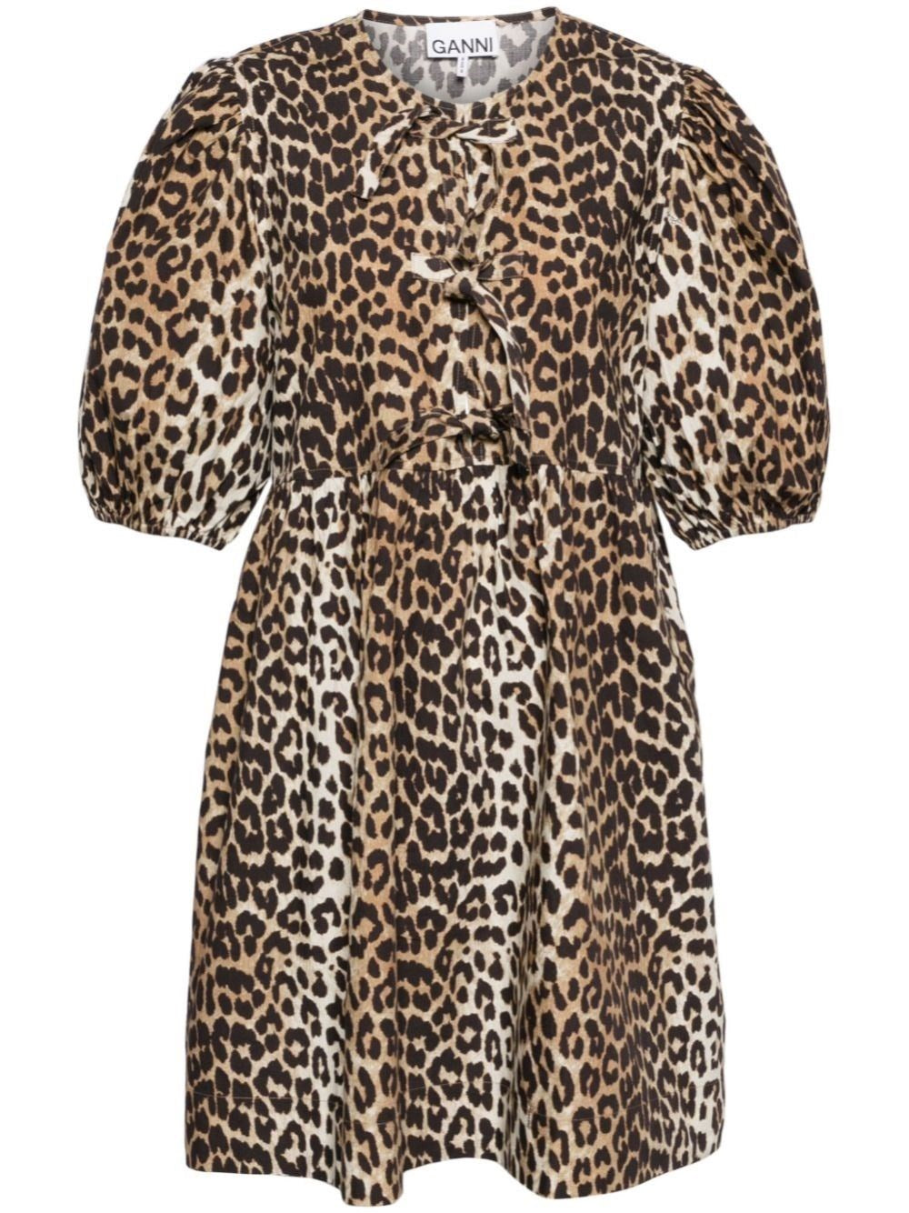 Ganni Women Leopard Print Mini Dress GANNI