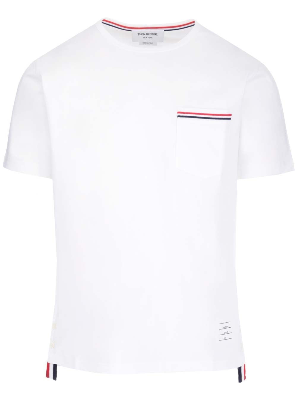 Thom Browne Men White "Rwb Stripe" T-Shirt