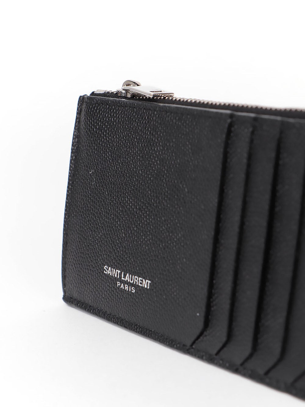 Saint Laurent Men Saint Laurent Paris Fragments Zipped Card Case In Grain De Poudre Leather SAINT LAURENT