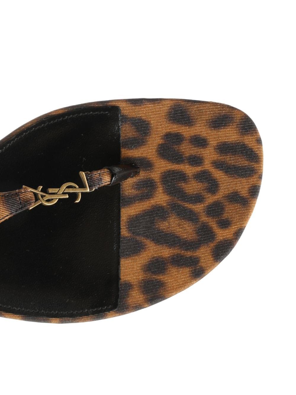 Saint Laurent Women Flat Leopard-Print Sandals SAINT LAURENT