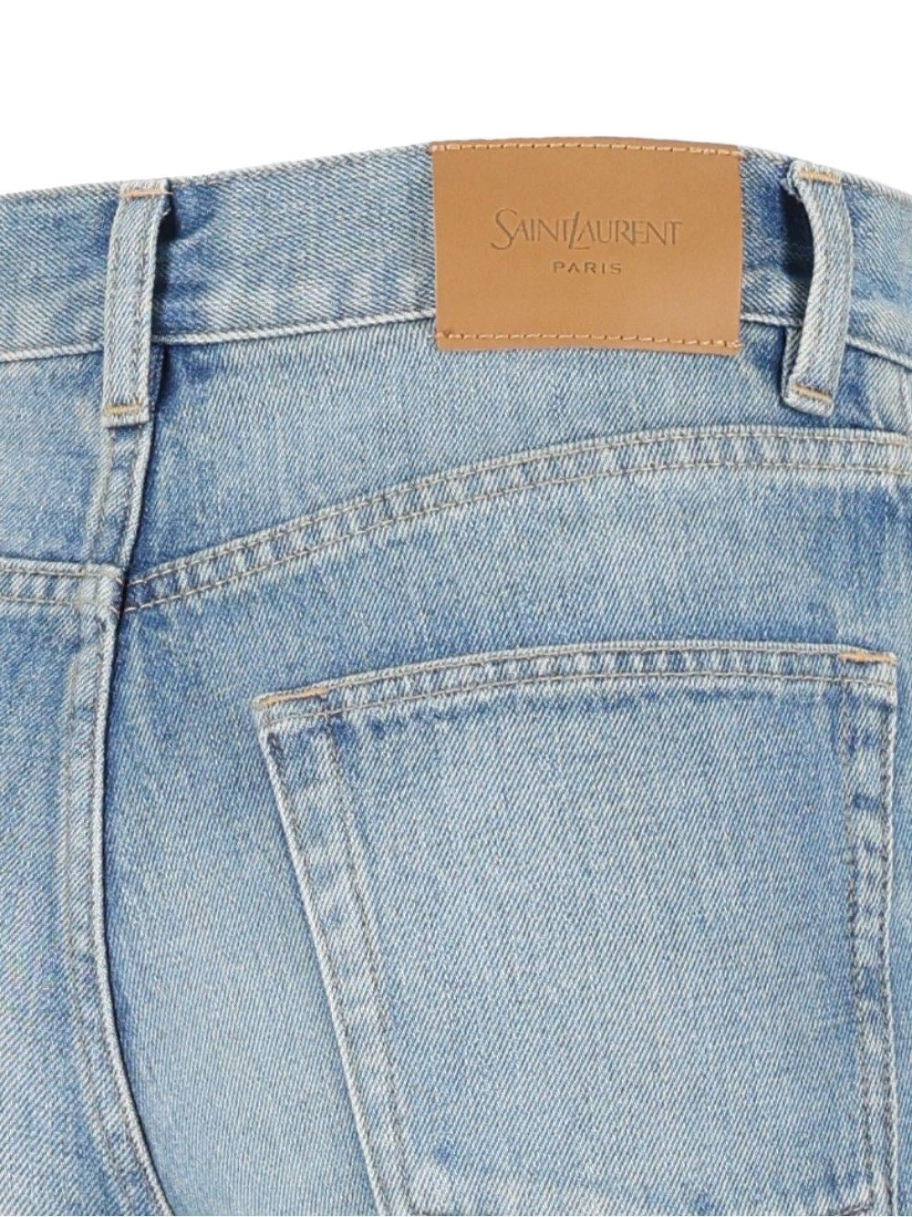 Saint Laurent Women Straight Jeans In Authentic Medium Blue Denim SAINT LAURENT