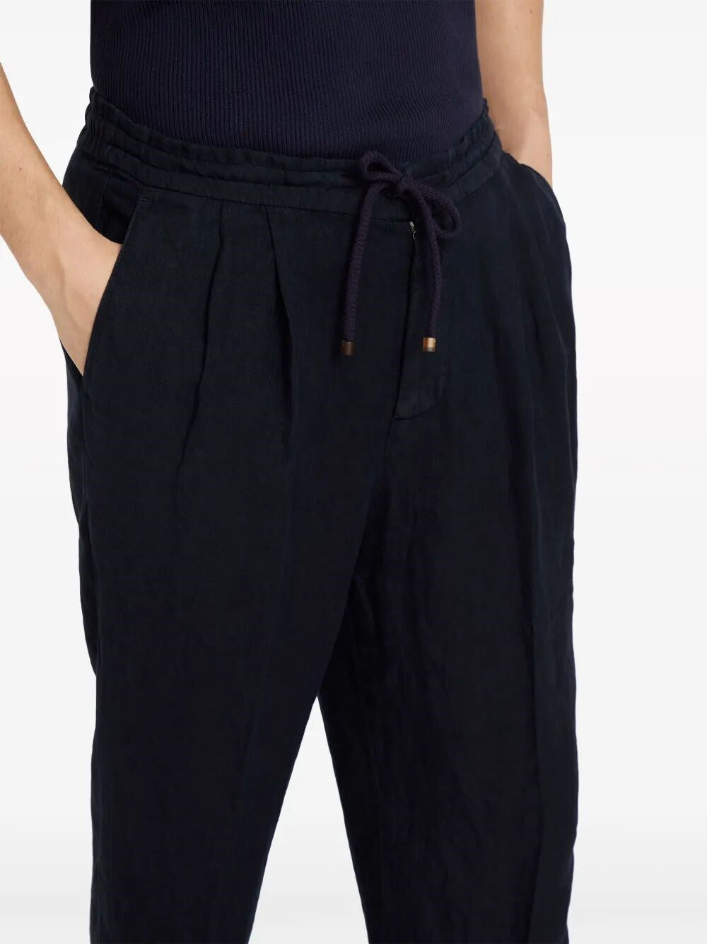 Brunello Cucinelli Men Garment-Dyed Pants With Drawstring And Double Pleats BRUNELLO CUCINELLI