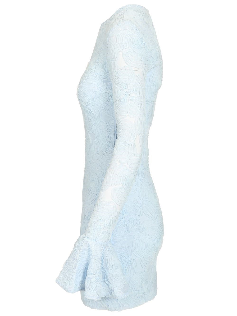 Rotate Women Blue Mesh Mini Dress With Ruffles ROTATE