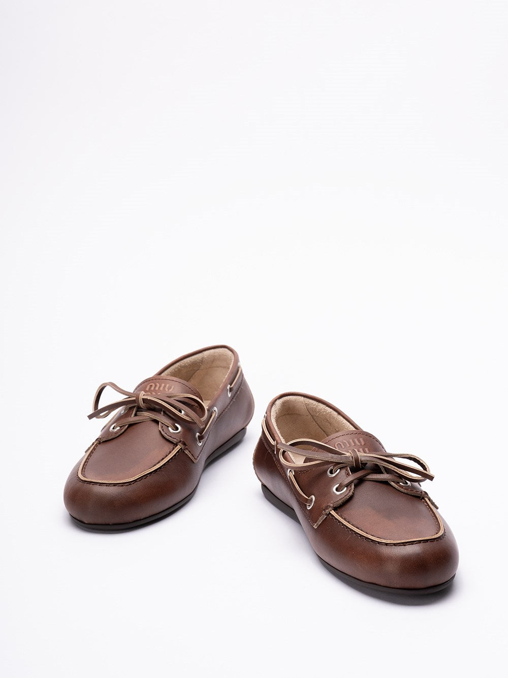 Miu Miu Women Unlined Bleached Leather Boat Shoes MIU MIU