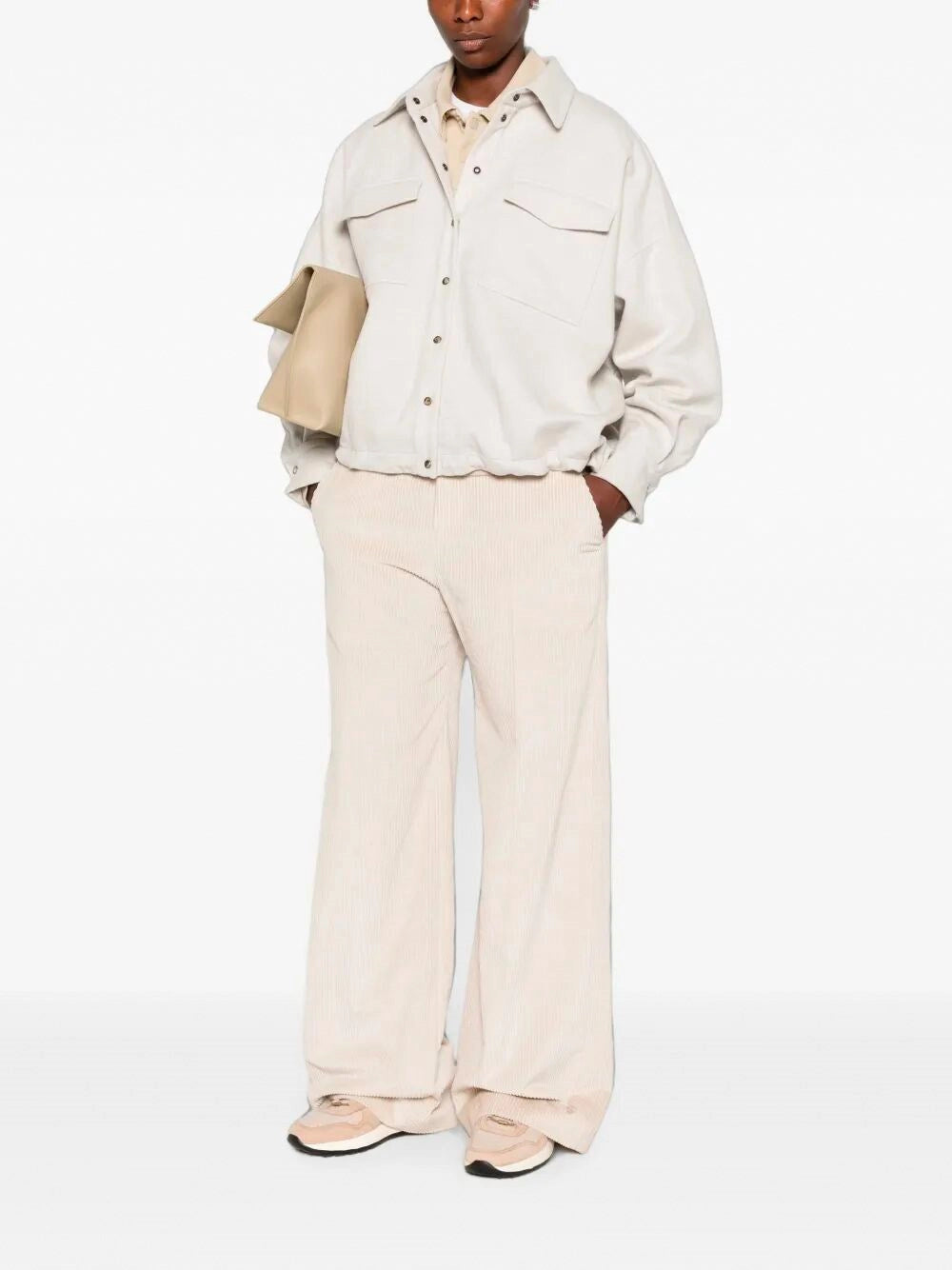 Brunello Cucinelli Women Corduroy Loose Pants With Monili BRUNELLO CUCINELLI