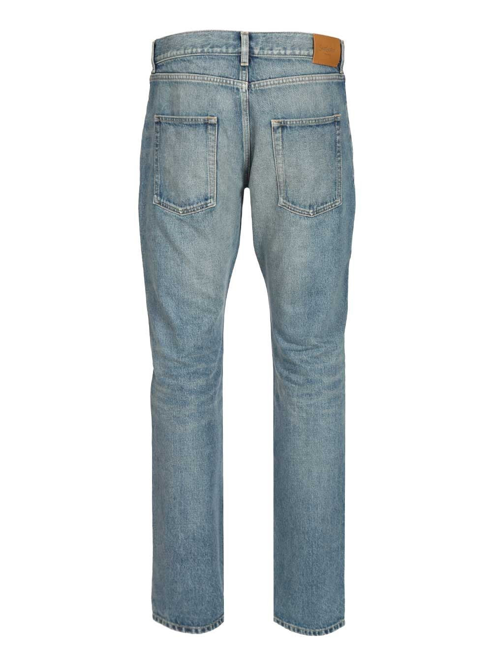 Saint Laurent Men Slim Relaxed Low Rise Jeans In Blue Denim SAINT LAURENT