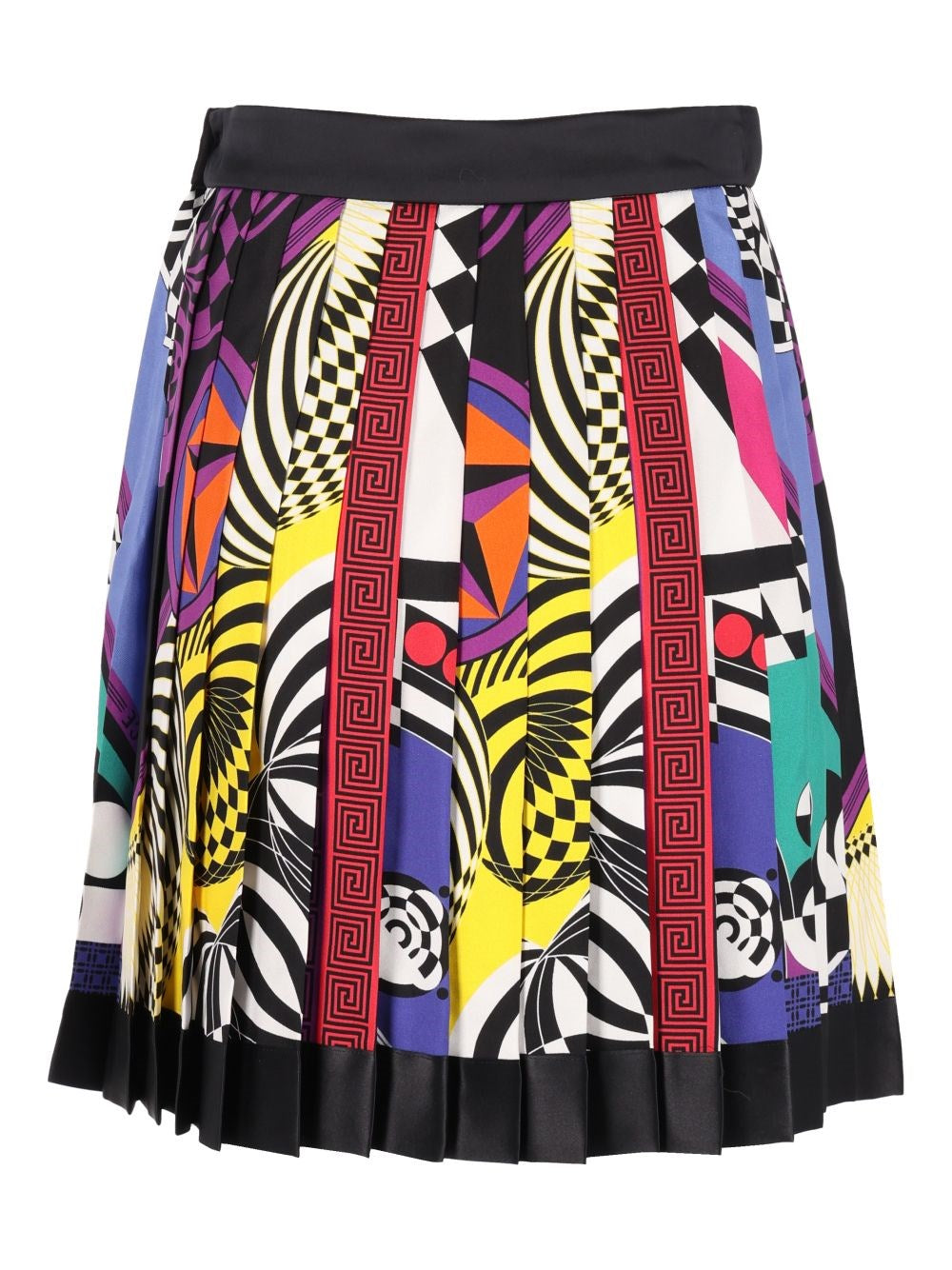 Versace Women Printed Silk Twill Pleated Miniskirt VERSACE