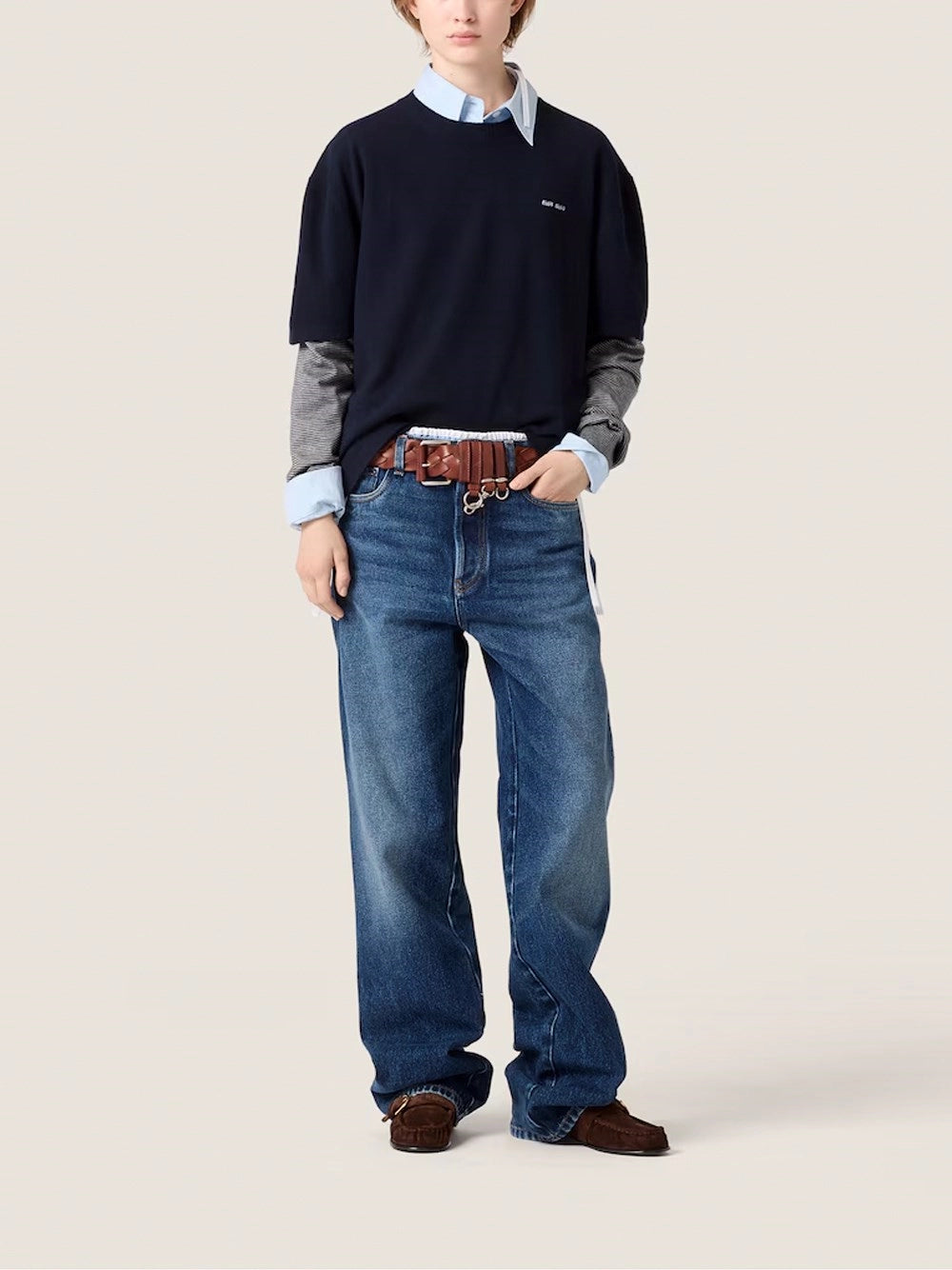 Miu Miu Women Sweater With Jersey Sleeves MIU MIU