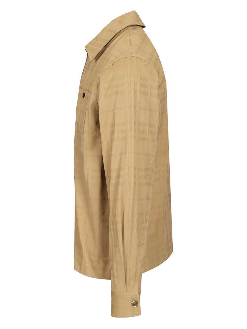 Burberry Men Check Cotton Zip-Up Shirt BURBERRY
