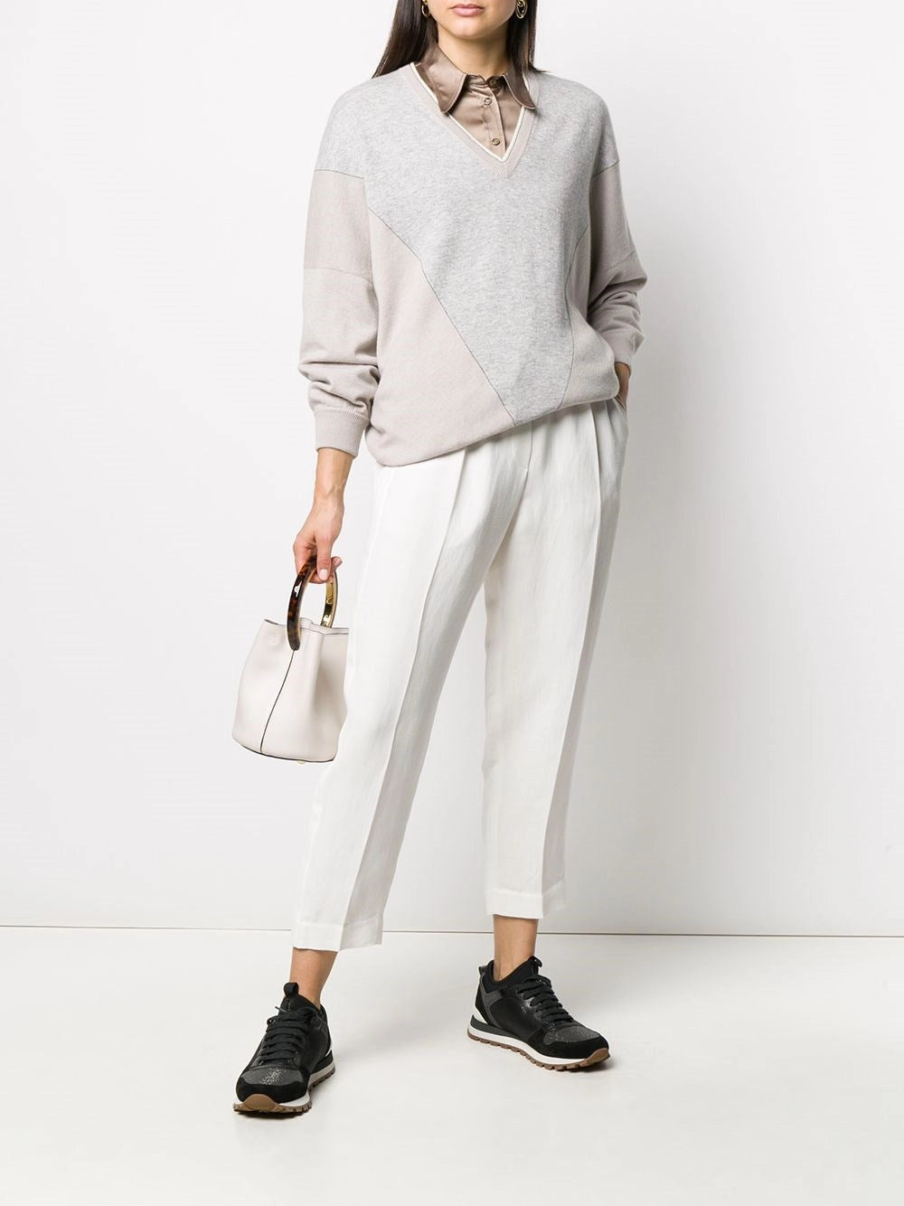 Brunello Cucinelli Women Viscose And Linen Fluid Twill Baggy Pull-On Pants BRUNELLO CUCINELLI