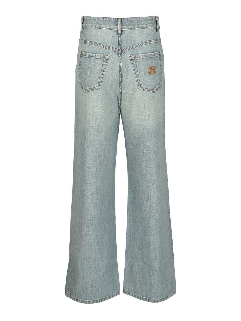 Miu Miu Women Chambray Denim Trousers MIU MIU