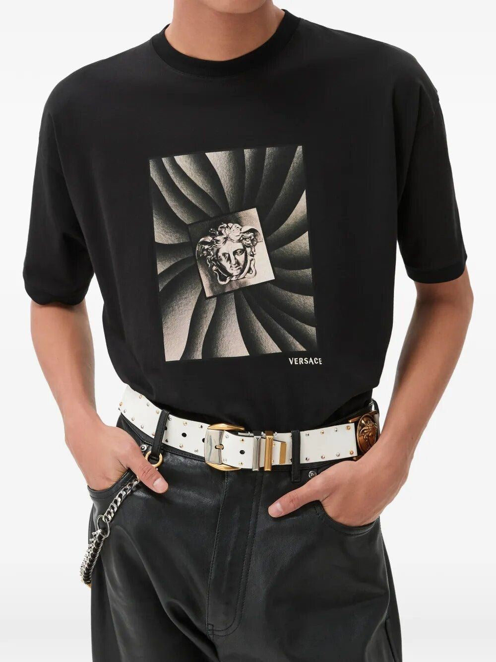 Versace Men Regular-Fit Cotton Jersey T-Shirt With Print VERSACE