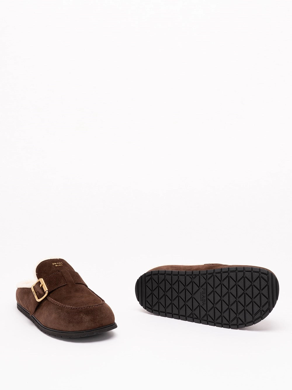 Prada Women Suede And Shearling Mules PRADA