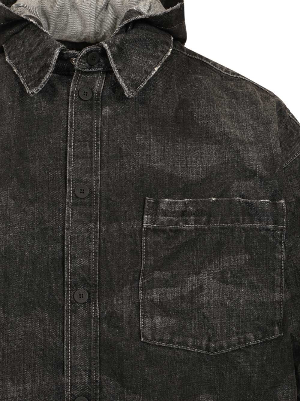 Balenciaga Men Denim Parka With Hood BALENCIAGA