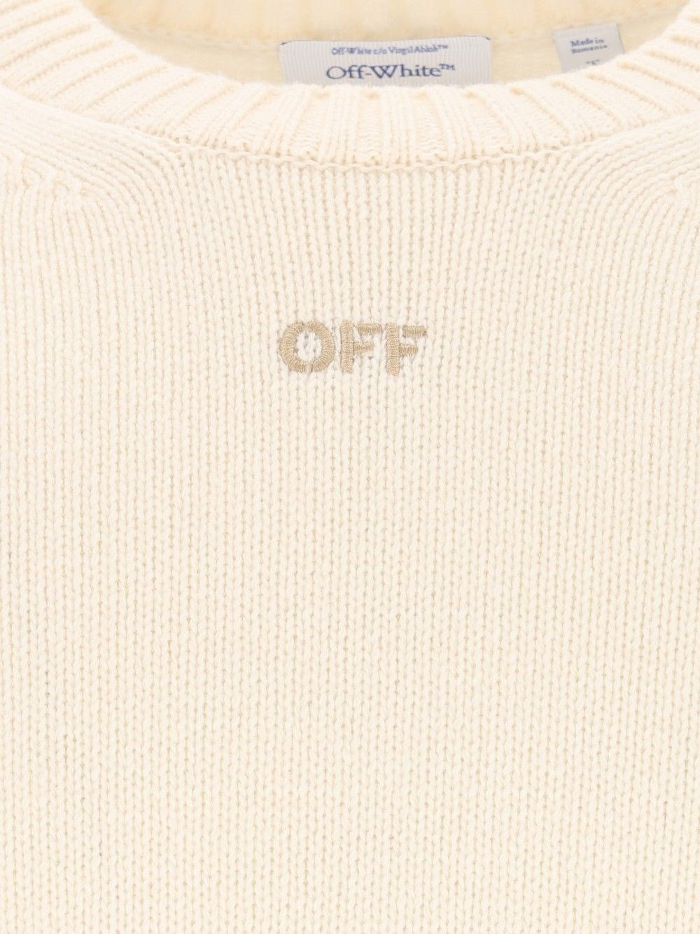 Off-White Men Diagonals Fuzzy Knit Crewneck OFF-WHITE